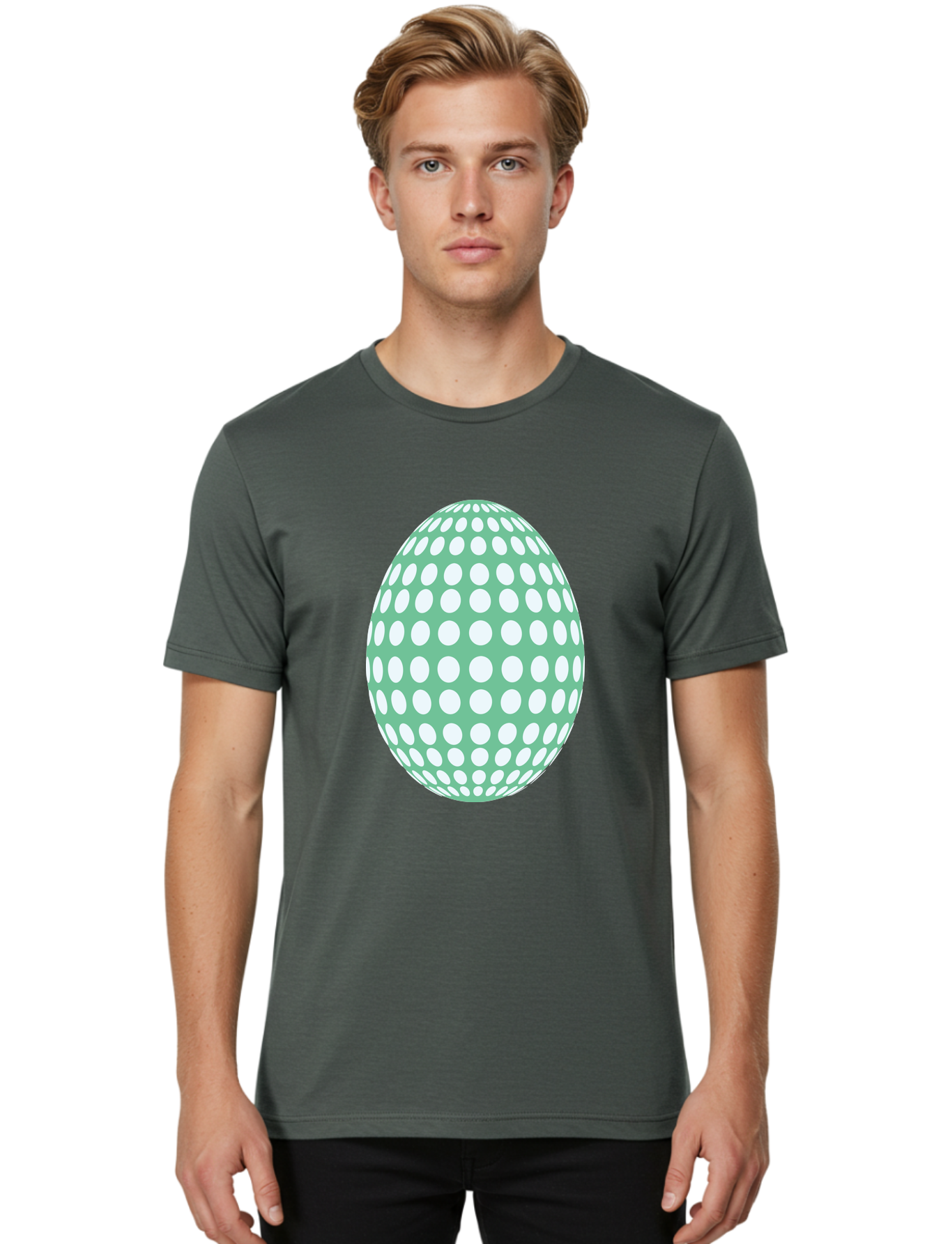 Polka-Dot-Egg Men'S Graphic Tee, 100% Cotton, Comfortable Casual Summer Wear, Machine Washable, Polka Dot Pattern, White Dots, Oval Shape, Easter Egg, Creative Design, Artistic Illustration, Decorative Element, Modern Graphic Aad098 8