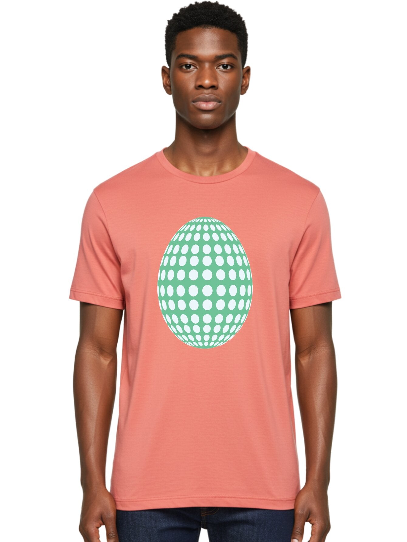 Polka-Dot-Egg Men'S Graphic Tee, 100% Cotton, Comfortable Casual Summer Wear, Machine Washable, Polka Dot Pattern, White Dots, Oval Shape, Easter Egg, Creative Design, Artistic Illustration, Decorative Element, Modern Graphic Aad098 17