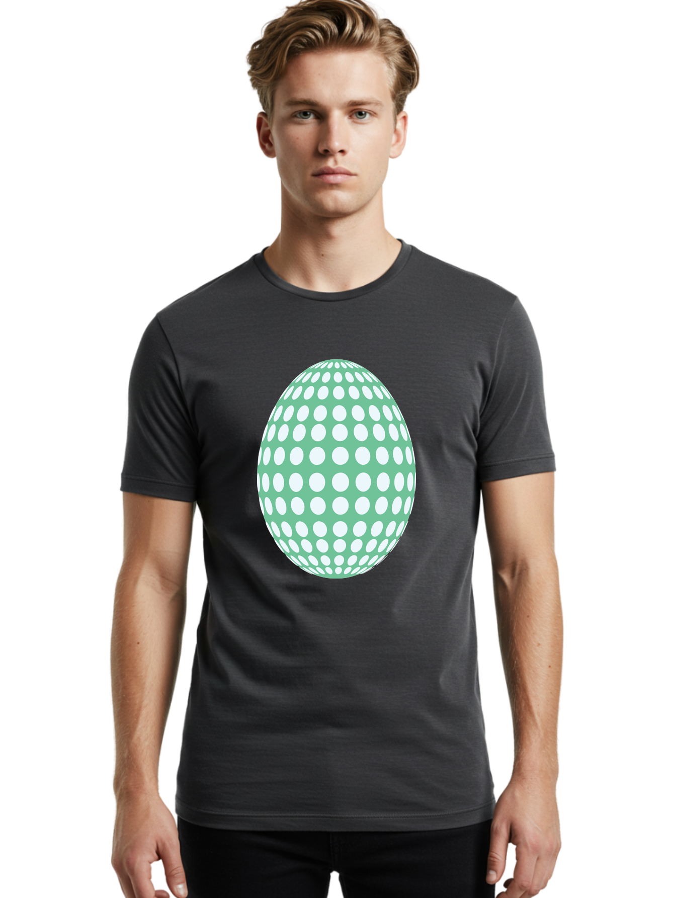 Polka-Dot-Egg Men'S Graphic Tee, 100% Cotton, Comfortable Casual Summer Wear, Machine Washable, Polka Dot Pattern, White Dots, Oval Shape, Easter Egg, Creative Design, Artistic Illustration, Decorative Element, Modern Graphic Aad098 20
