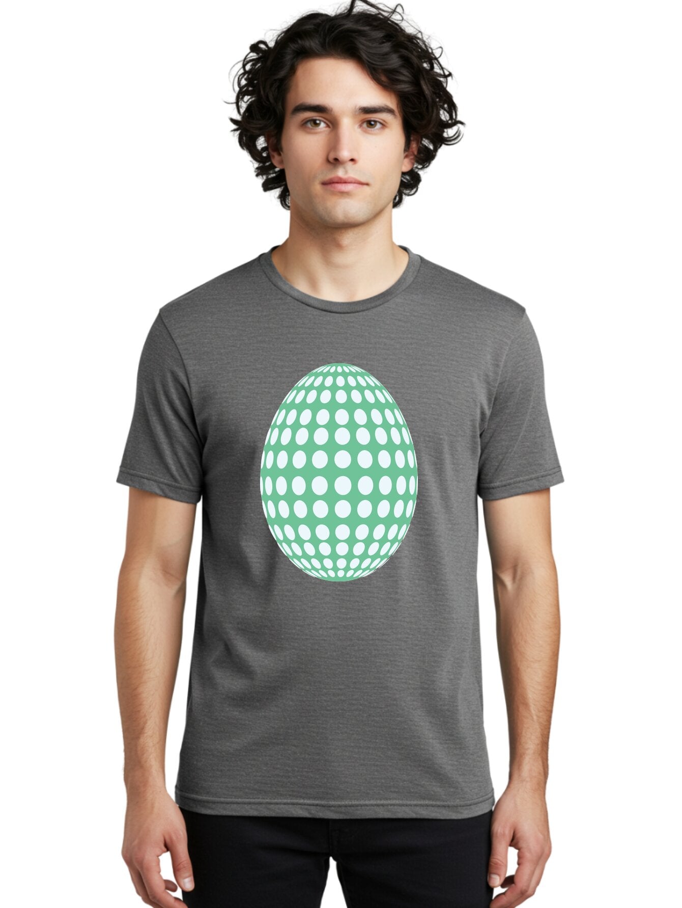 Polka-Dot-Egg Men'S Graphic Tee, 100% Cotton, Comfortable Casual Summer Wear, Machine Washable, Polka Dot Pattern, White Dots, Oval Shape, Easter Egg, Creative Design, Artistic Illustration, Decorative Element, Modern Graphic Aad098 25