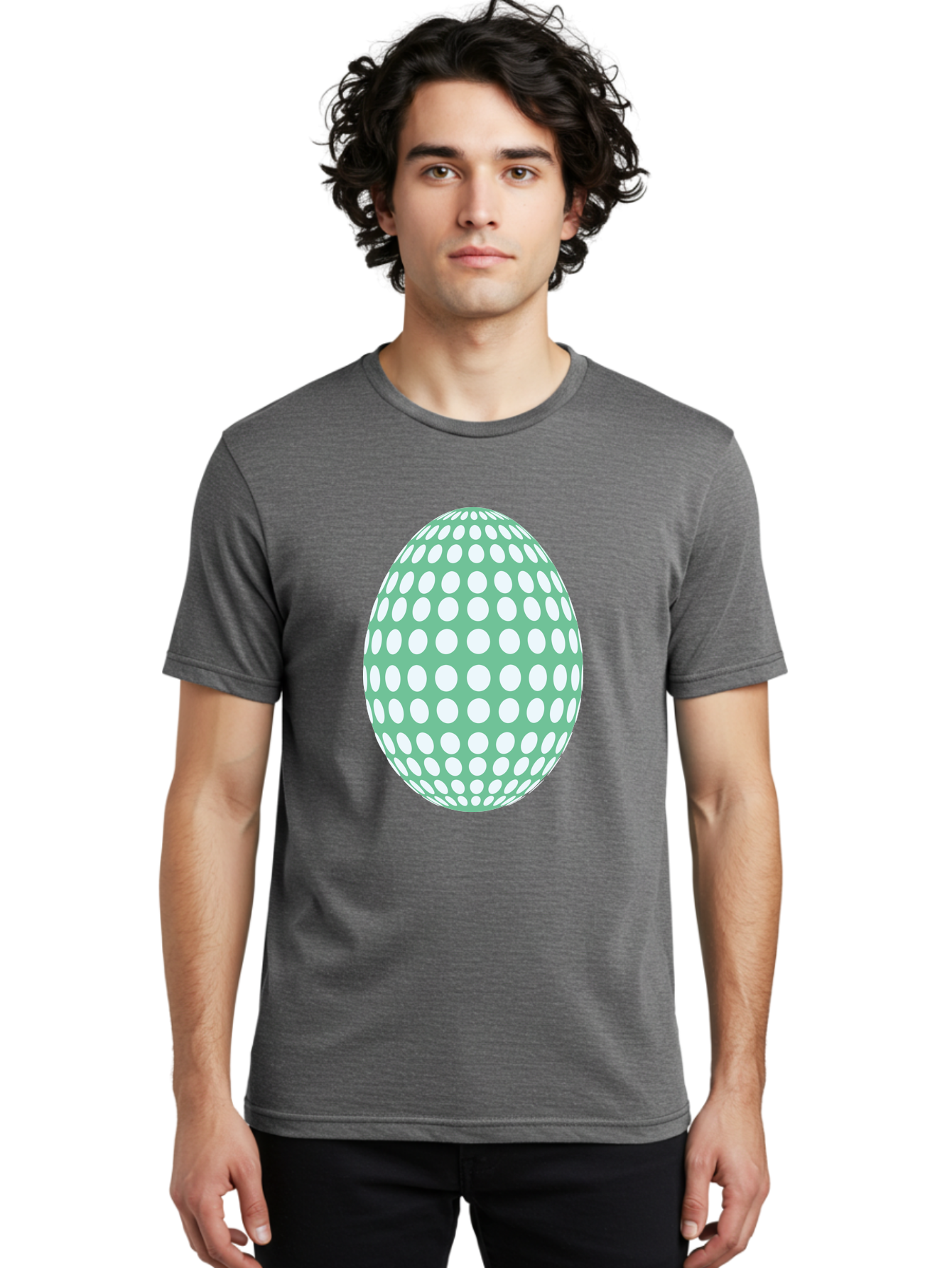 Polka-Dot-Egg Men'S Graphic Tee, 100% Cotton, Comfortable Casual Summer Wear, Machine Washable, Polka Dot Pattern, White Dots, Oval Shape, Easter Egg, Creative Design, Artistic Illustration, Decorative Element, Modern Graphic Aad098 12