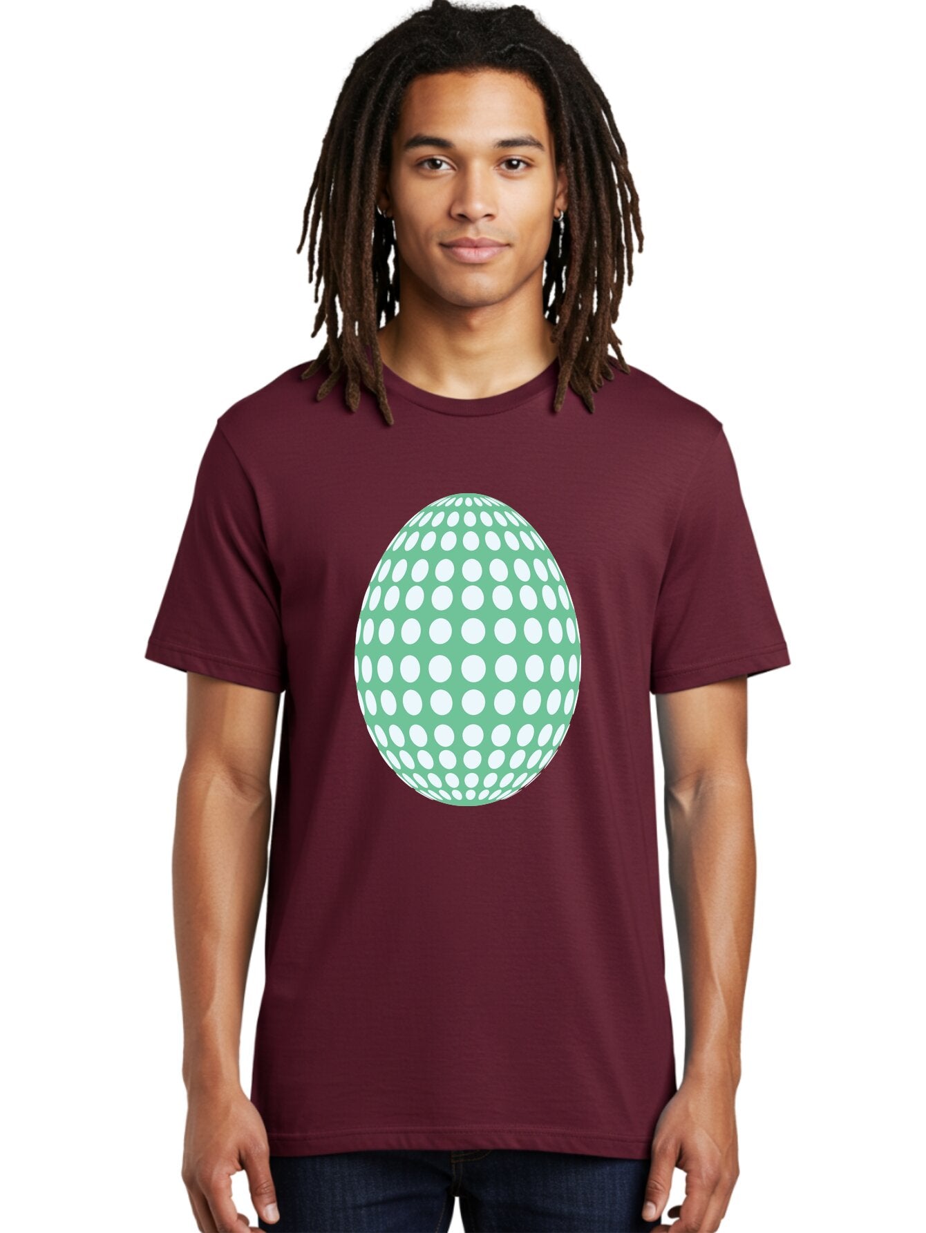 Polka-Dot-Egg Men'S Graphic Tee, 100% Cotton, Comfortable Casual Summer Wear, Machine Washable, Polka Dot Pattern, White Dots, Oval Shape, Easter Egg, Creative Design, Artistic Illustration, Decorative Element, Modern Graphic Aad098 29