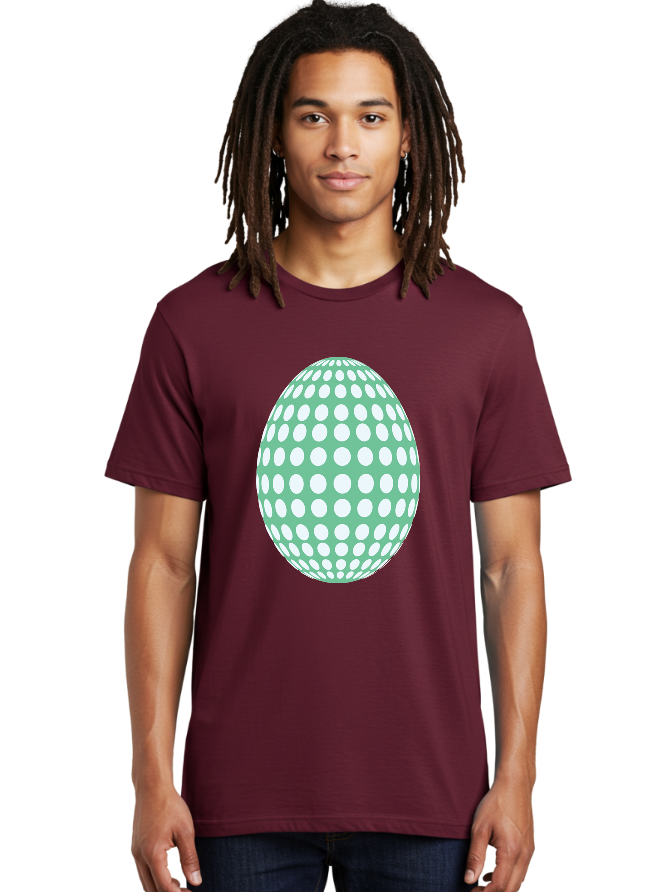 Polka-Dot-Egg Men'S Graphic Tee, 100% Cotton, Comfortable Casual Summer Wear, Machine Washable, Polka Dot Pattern, White Dots, Oval Shape, Easter Egg, Creative Design, Artistic Illustration, Decorative Element, Modern Graphic Aad098 4