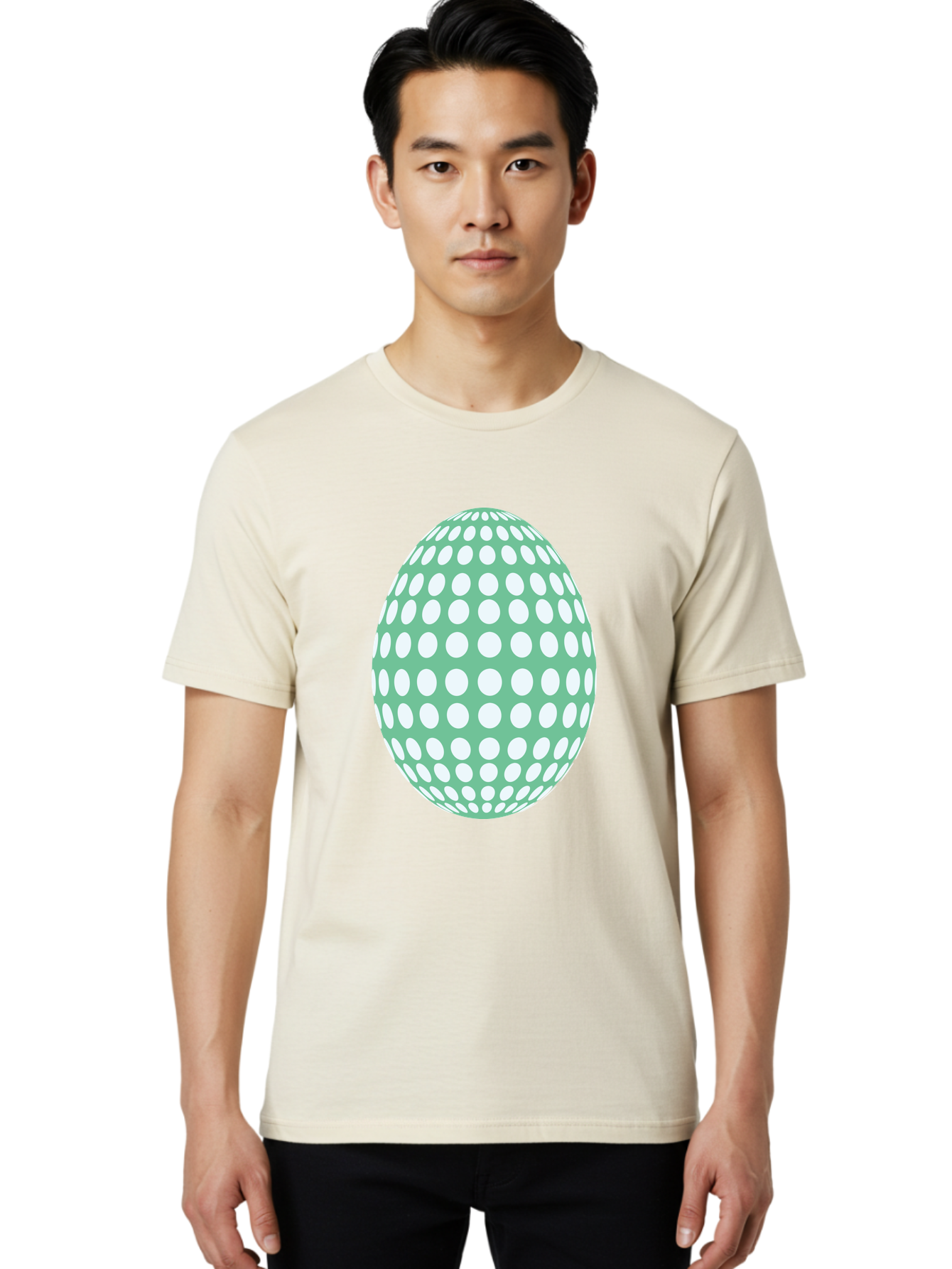 Polka-Dot-Egg Men'S Graphic Tee, 100% Cotton, Comfortable Casual Summer Wear, Machine Washable, Polka Dot Pattern, White Dots, Oval Shape, Easter Egg, Creative Design, Artistic Illustration, Decorative Element, Modern Graphic Aad098 14