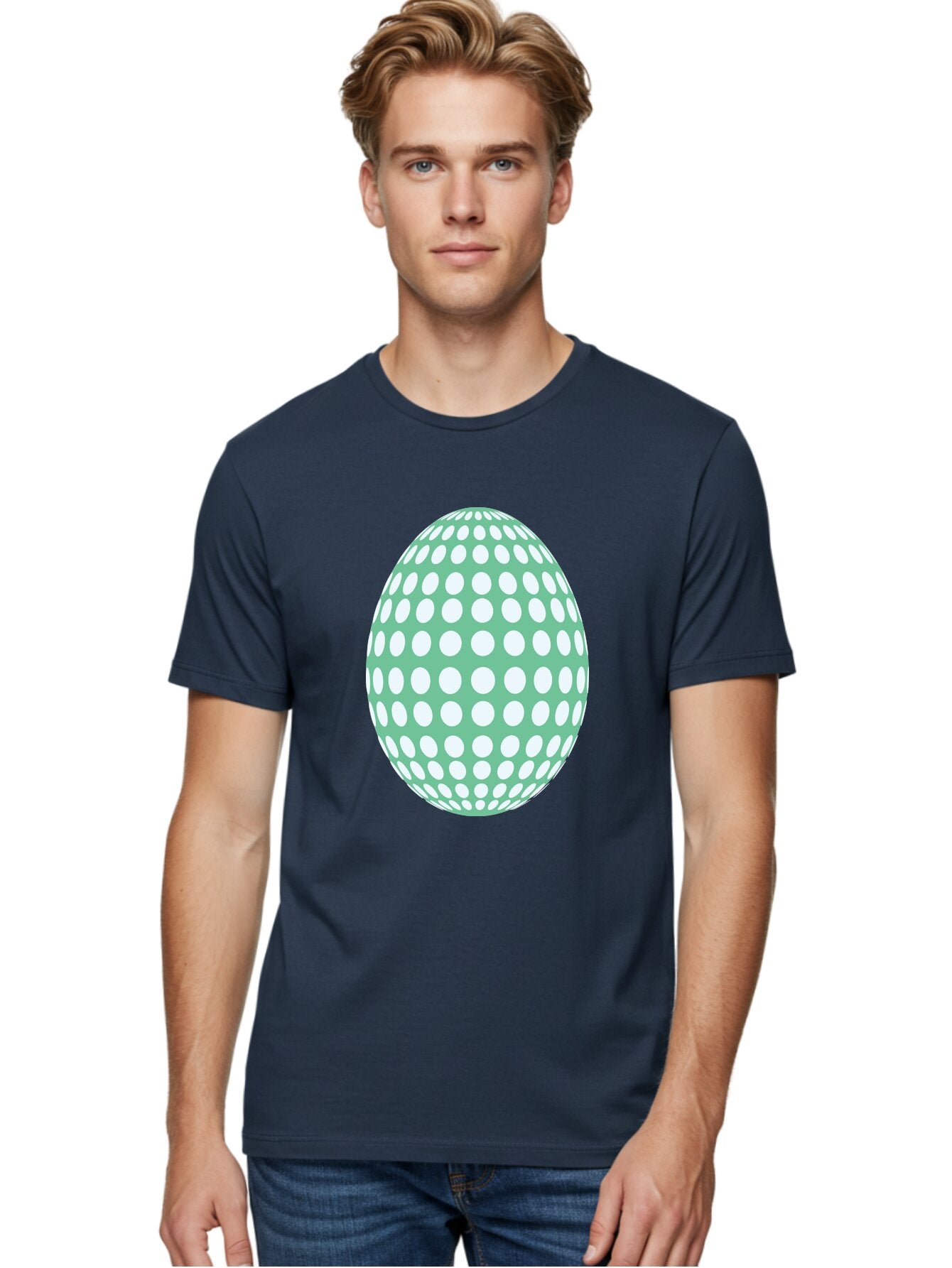 Polka-Dot-Egg Men'S Graphic Tee, 100% Cotton, Comfortable Casual Summer Wear, Machine Washable, Polka Dot Pattern, White Dots, Oval Shape, Easter Egg, Creative Design, Artistic Illustration, Decorative Element, Modern Graphic Aad098 30