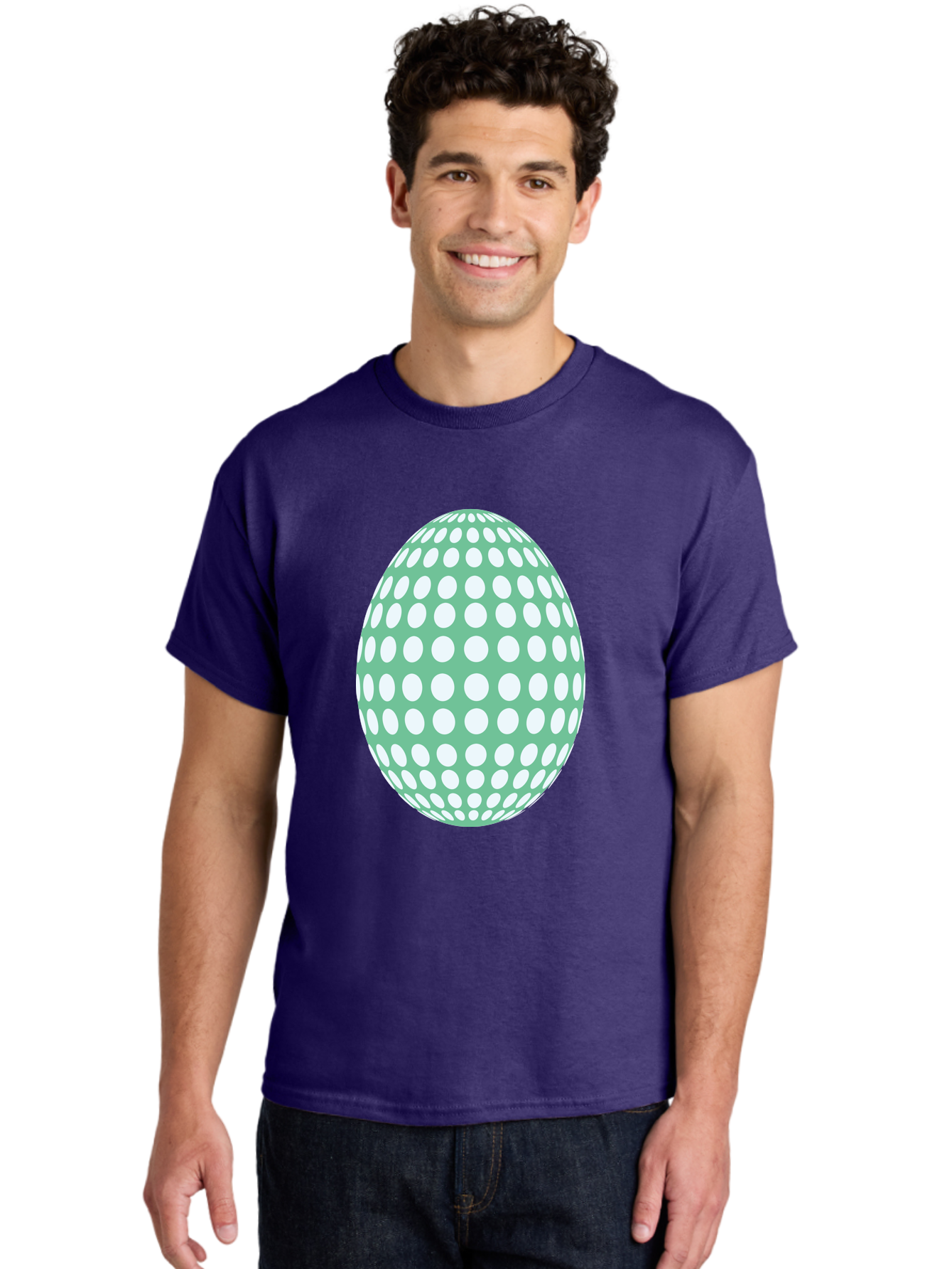 Polka-Dot-Egg Men'S Graphic Tee, 100% Cotton, Comfortable Casual Summer Wear, Machine Washable, Polka Dot Pattern, White Dots, Oval Shape, Easter Egg, Creative Design, Artistic Illustration, Decorative Element, Modern Graphic Aad098 10