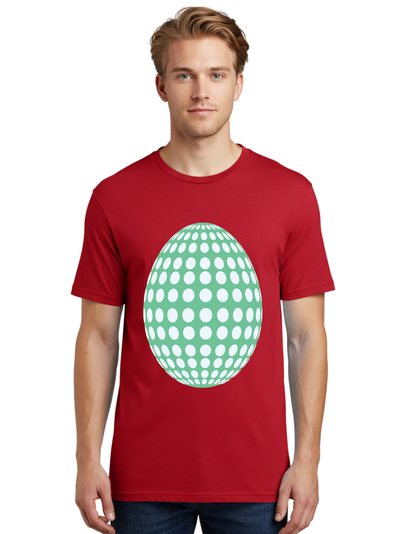 Polka-Dot-Egg Men'S Graphic Tee, 100% Cotton, Comfortable Casual Summer Wear, Machine Washable, Polka Dot Pattern, White Dots, Oval Shape, Easter Egg, Creative Design, Artistic Illustration, Decorative Element, Modern Graphic Aad098 16