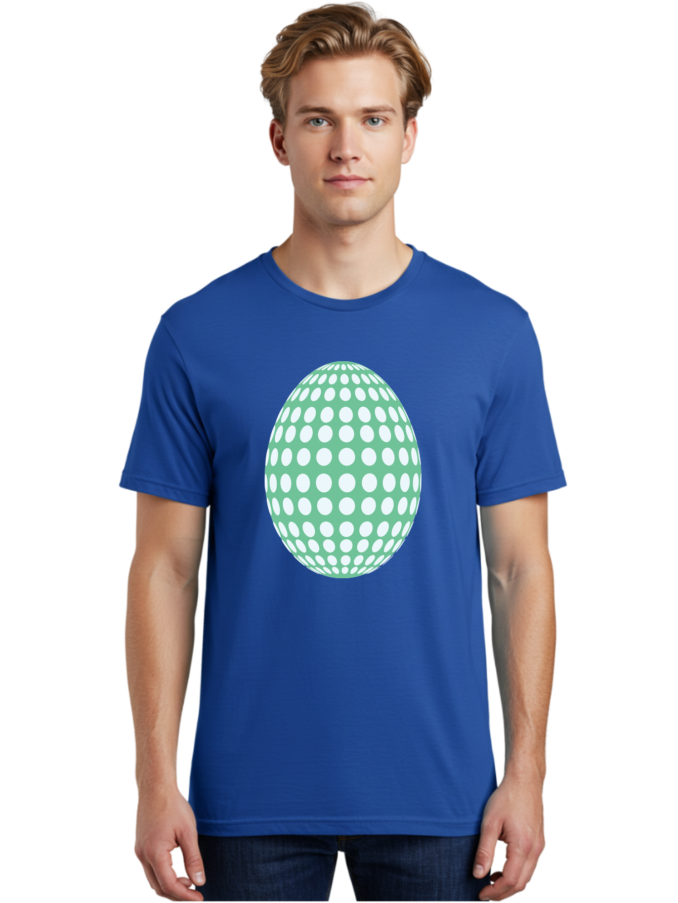 Polka-Dot-Egg Men'S Graphic Tee, 100% Cotton, Comfortable Casual Summer Wear, Machine Washable, Polka Dot Pattern, White Dots, Oval Shape, Easter Egg, Creative Design, Artistic Illustration, Decorative Element, Modern Graphic Aad098 18
