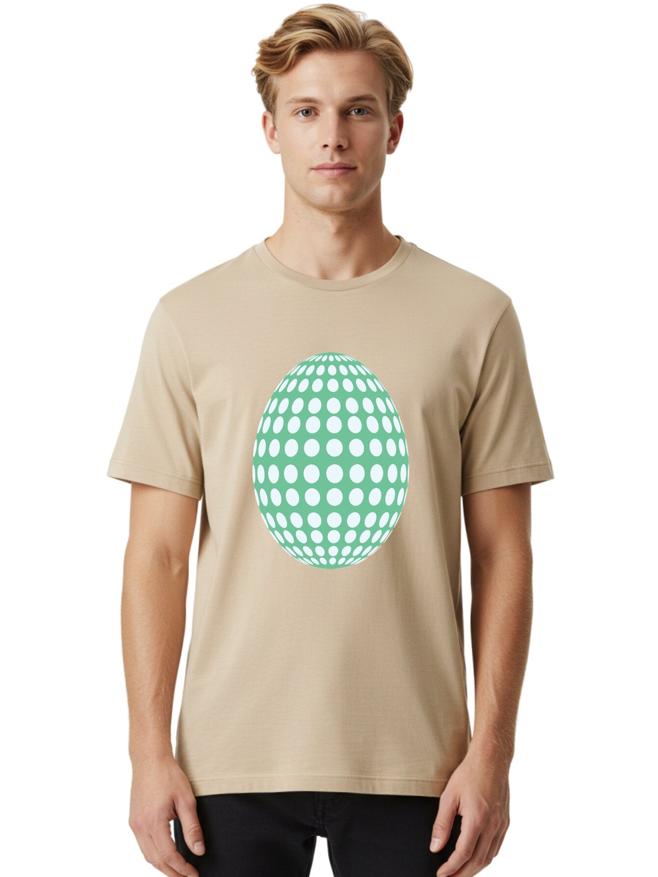 Polka-Dot-Egg Men'S Graphic Tee, 100% Cotton, Comfortable Casual Summer Wear, Machine Washable, Polka Dot Pattern, White Dots, Oval Shape, Easter Egg, Creative Design, Artistic Illustration, Decorative Element, Modern Graphic Aad098 19