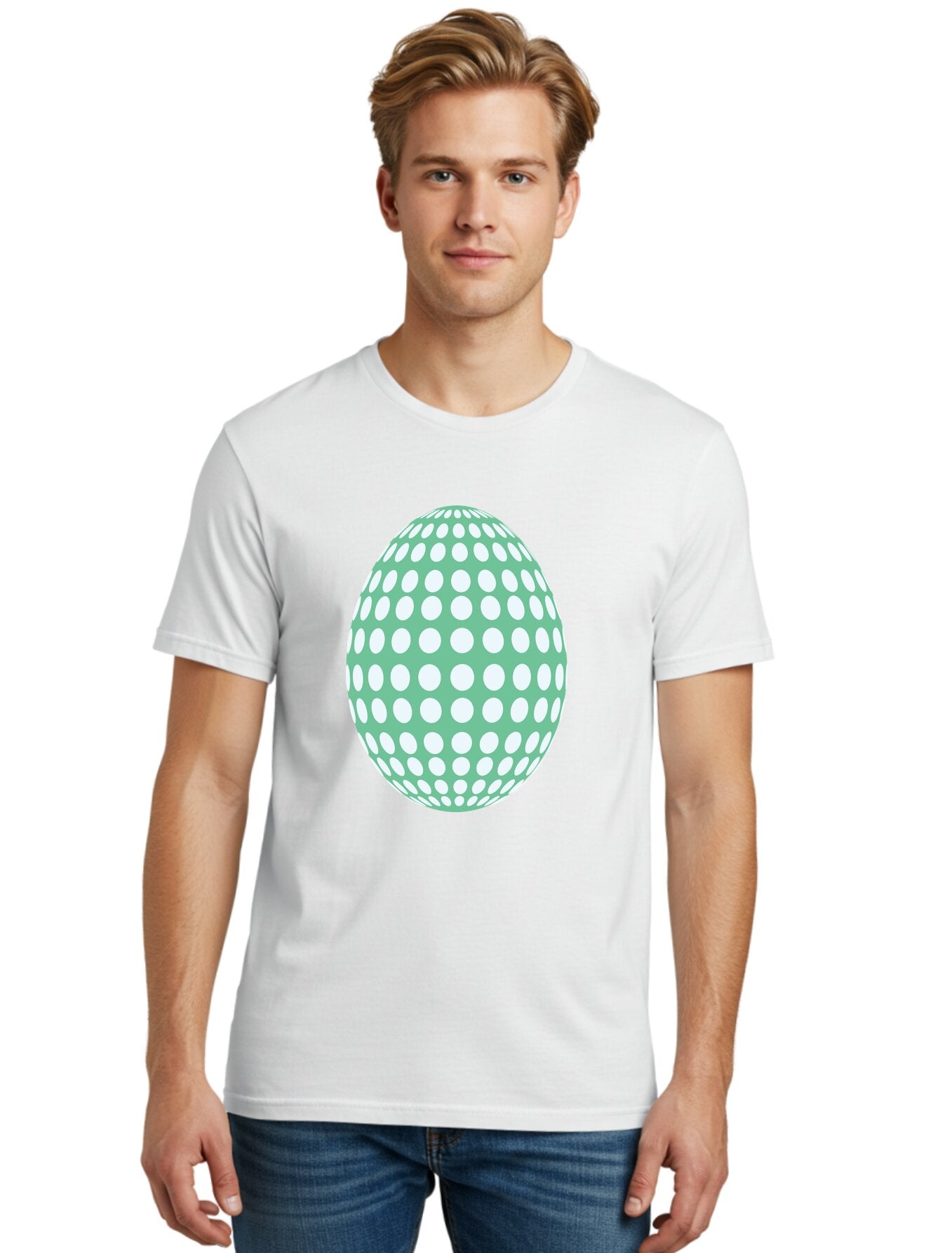 Polka-Dot-Egg Men'S Graphic Tee, 100% Cotton, Comfortable Casual Summer Wear, Machine Washable, Polka Dot Pattern, White Dots, Oval Shape, Easter Egg, Creative Design, Artistic Illustration, Decorative Element, Modern Graphic Aad098 16