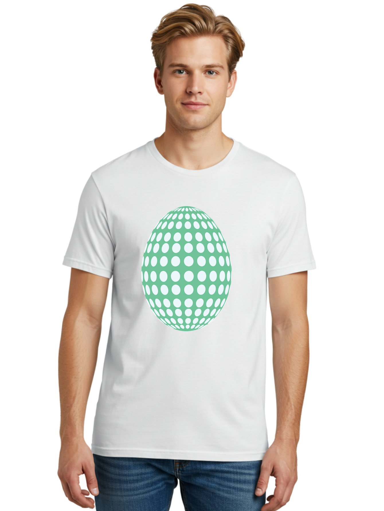 Polka-Dot-Egg Men'S Graphic Tee, 100% Cotton, Comfortable Casual Summer Wear, Machine Washable, Polka Dot Pattern, White Dots, Oval Shape, Easter Egg, Creative Design, Artistic Illustration, Decorative Element, Modern Graphic Aad098 26