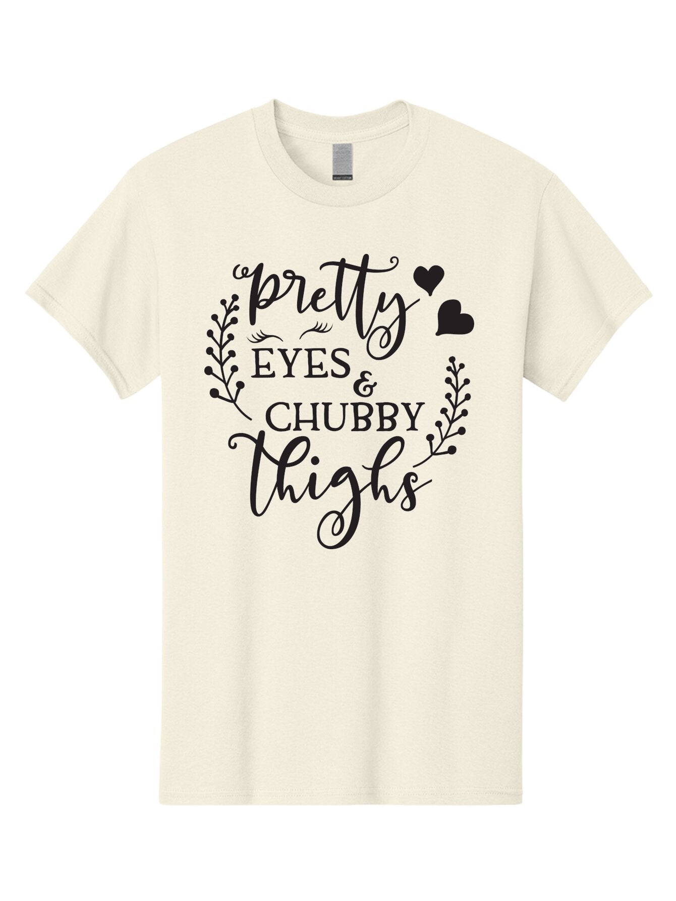Pretty-Eyes-Chubby-Thighs Men'S Graphic Tee, 100% Cotton, Comfortable Casual Summer Wear, Machine Washable, Cute Typography, Body Positivity, Self Love, Confidence Boost, Empowerment, Lovely Quotes, Charming Phrases, Inspiration, Motivation Aad100 10