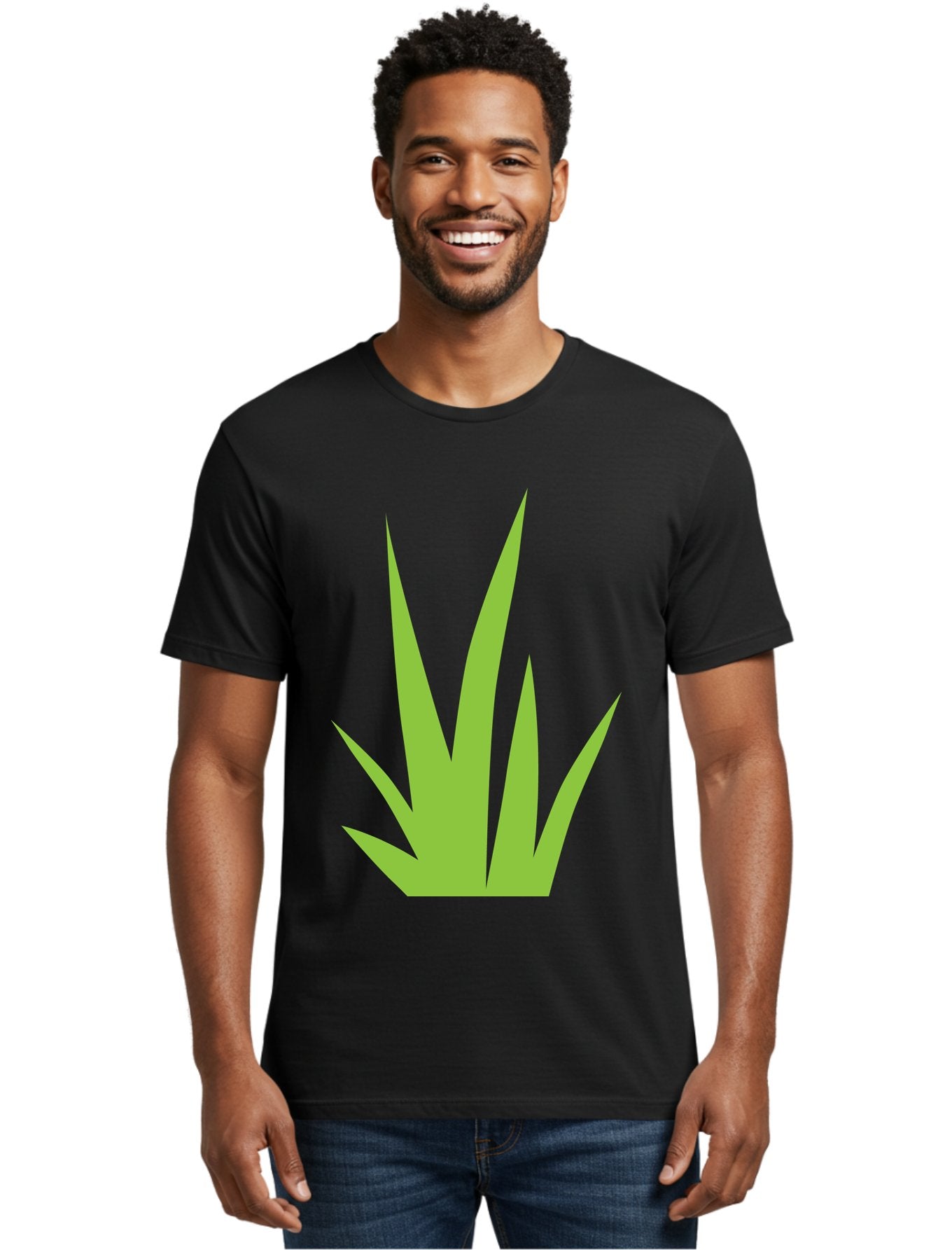 Prickly-Leaves Men'S Graphic Tee, 100% Cotton, Comfortable Casual Summer Wear, Machine Washable, Palm Leaves, Tropical Foliage, Minimalist Design, Simple Shapes, Leafy Graphics, Vector Art, Green Leaves Aad101 20