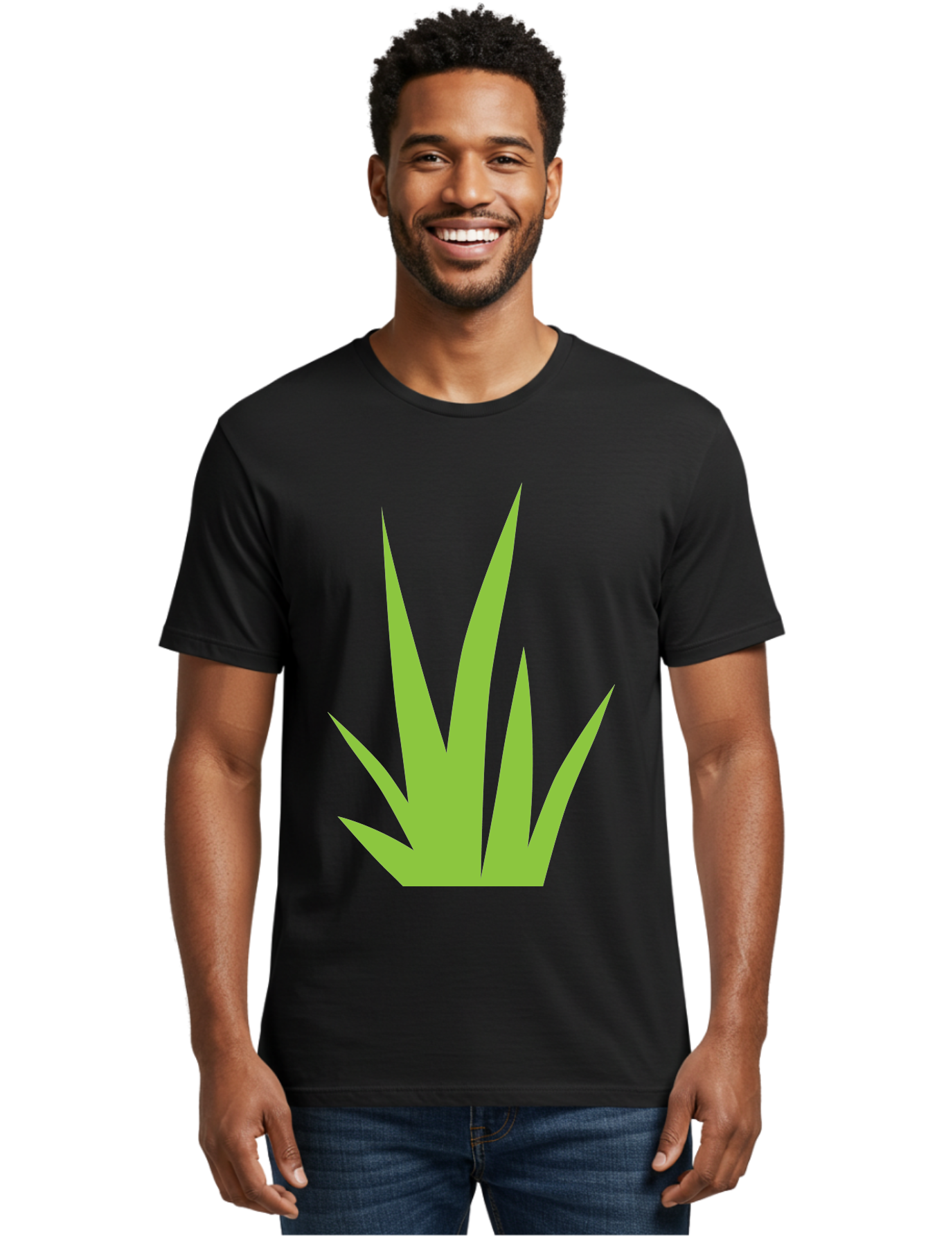 Prickly-Leaves Men'S Graphic Tee, 100% Cotton, Comfortable Casual Summer Wear, Machine Washable, Palm Leaves, Tropical Foliage, Minimalist Design, Simple Shapes, Leafy Graphics, Vector Art, Green Leaves Aad101 30