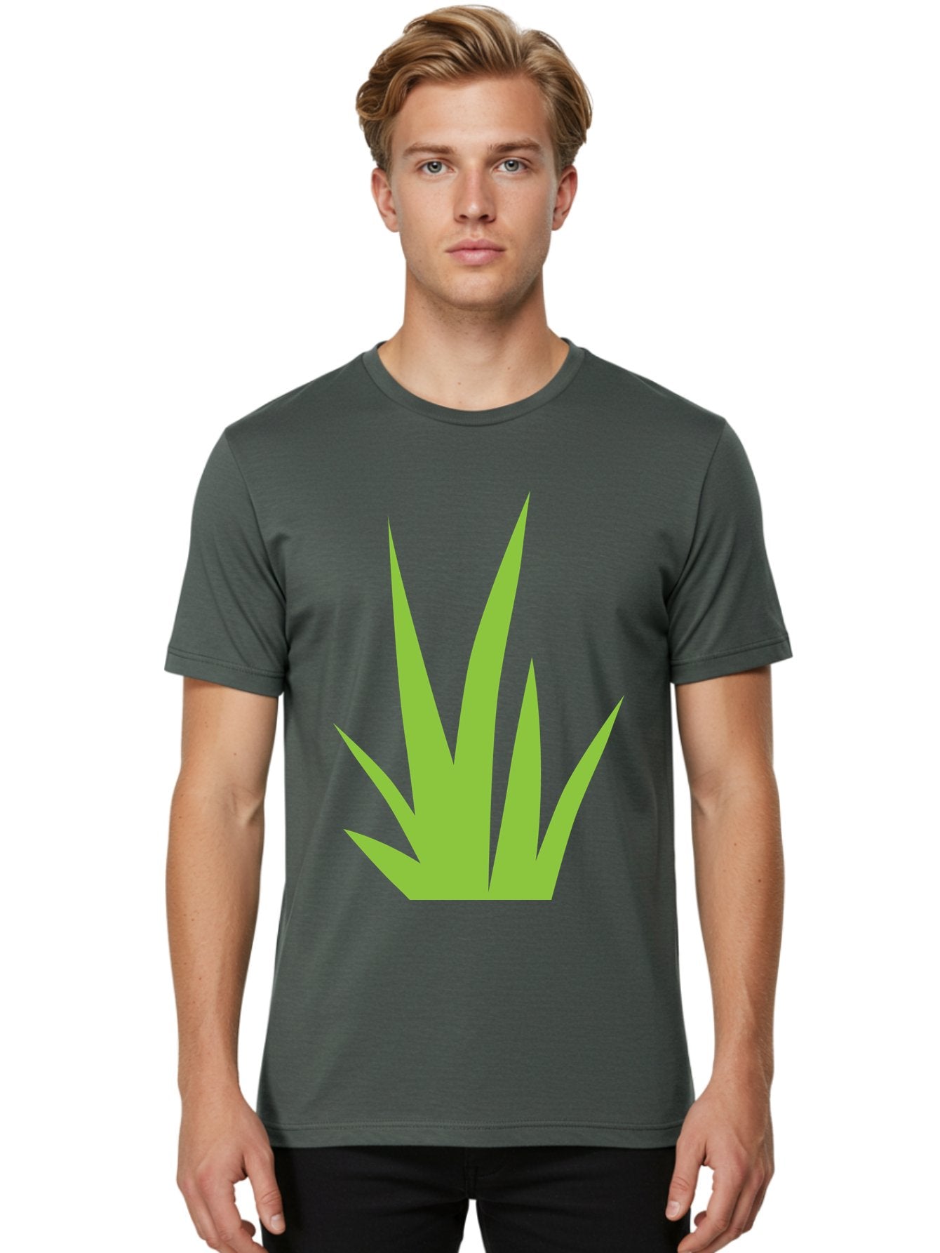 Prickly-Leaves Men'S Graphic Tee, 100% Cotton, Comfortable Casual Summer Wear, Machine Washable, Palm Leaves, Tropical Foliage, Minimalist Design, Simple Shapes, Leafy Graphics, Vector Art, Green Leaves Aad101 21