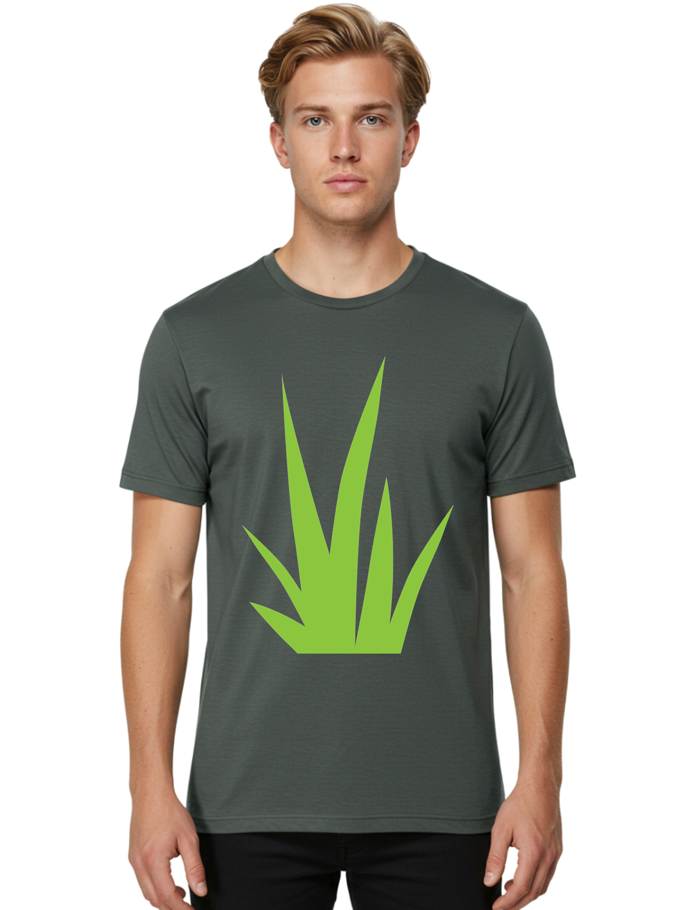 Prickly-Leaves Men'S Graphic Tee, 100% Cotton, Comfortable Casual Summer Wear, Machine Washable, Palm Leaves, Tropical Foliage, Minimalist Design, Simple Shapes, Leafy Graphics, Vector Art, Green Leaves Aad101 20