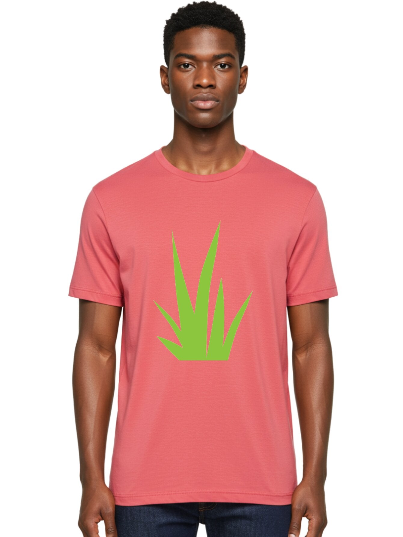 Prickly-Leaves Men'S Graphic Tee, 100% Cotton, Comfortable Casual Summer Wear, Machine Washable, Palm Leaves, Tropical Foliage, Minimalist Design, Simple Shapes, Leafy Graphics, Vector Art, Green Leaves Aad101 23
