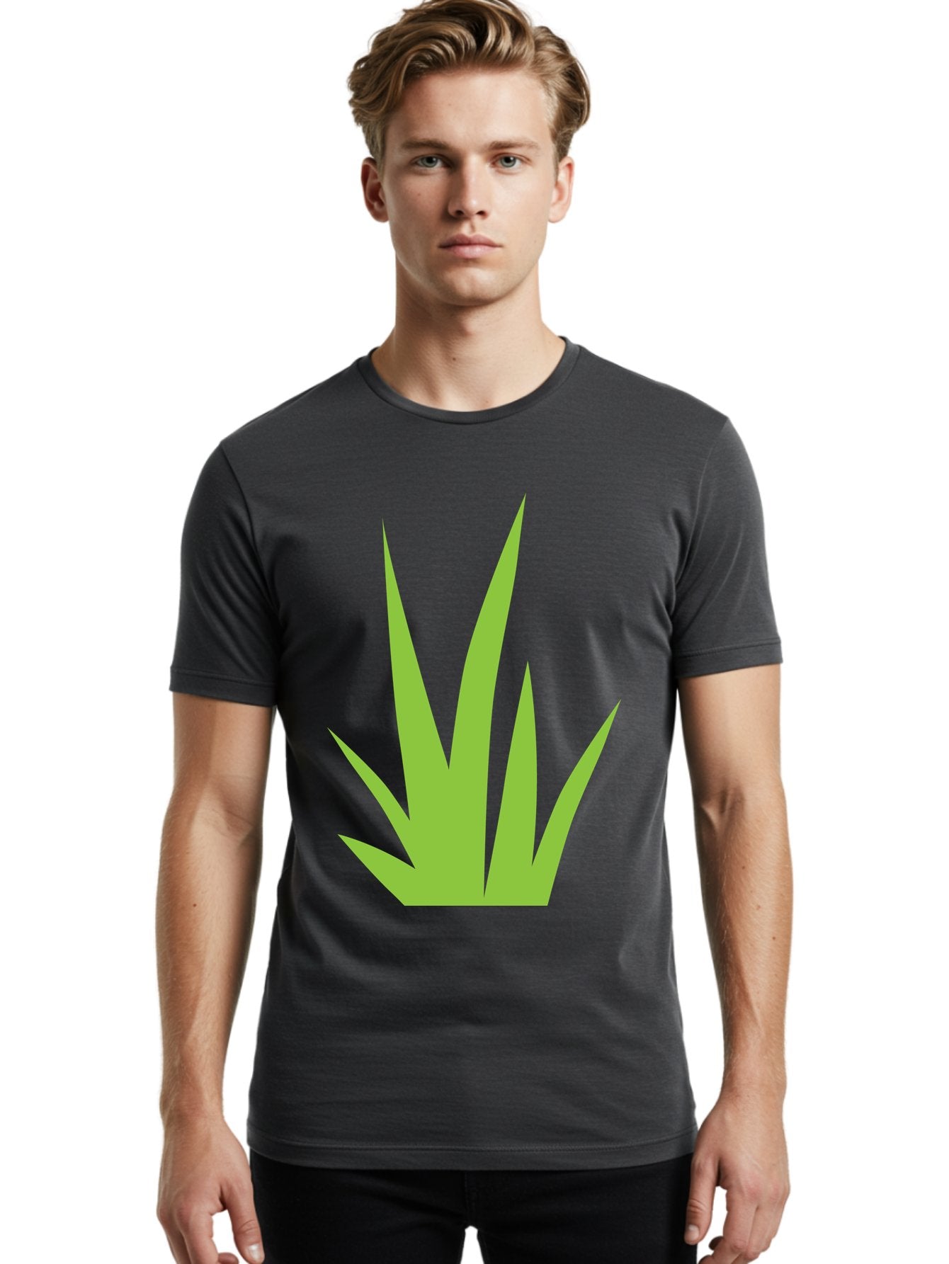 Prickly-Leaves Men'S Graphic Tee, 100% Cotton, Comfortable Casual Summer Wear, Machine Washable, Palm Leaves, Tropical Foliage, Minimalist Design, Simple Shapes, Leafy Graphics, Vector Art, Green Leaves Aad101 19