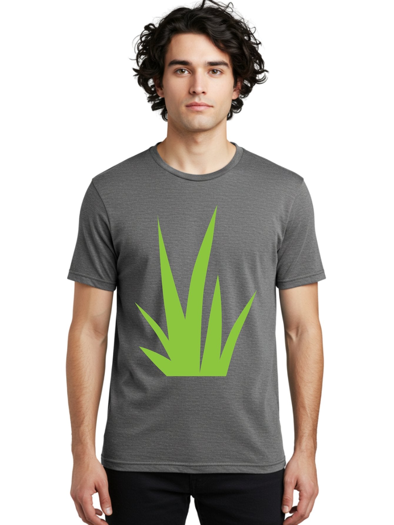 Prickly-Leaves Men'S Graphic Tee, 100% Cotton, Comfortable Casual Summer Wear, Machine Washable, Palm Leaves, Tropical Foliage, Minimalist Design, Simple Shapes, Leafy Graphics, Vector Art, Green Leaves Aad101 25