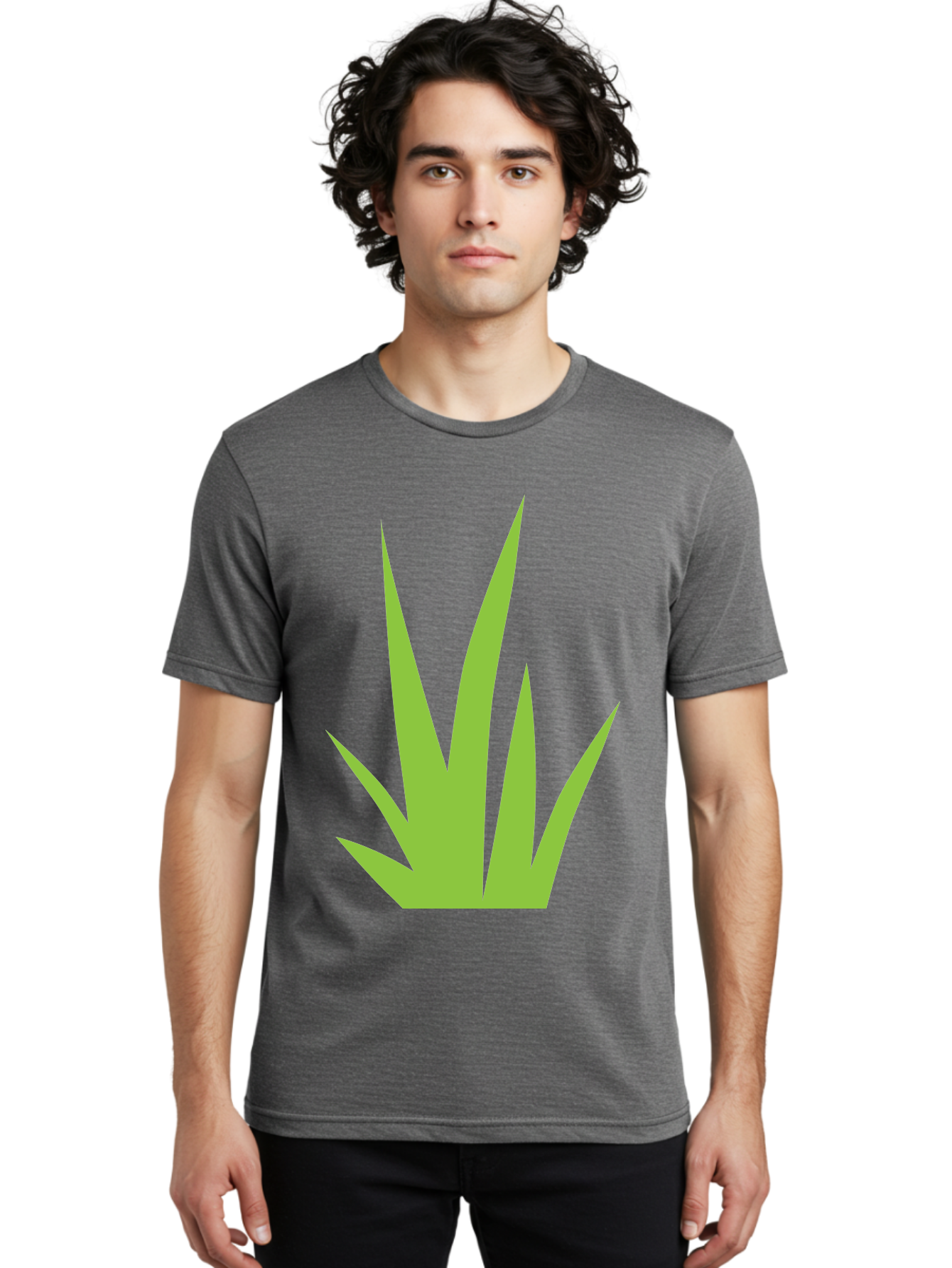 Prickly-Leaves Men'S Graphic Tee, 100% Cotton, Comfortable Casual Summer Wear, Machine Washable, Palm Leaves, Tropical Foliage, Minimalist Design, Simple Shapes, Leafy Graphics, Vector Art, Green Leaves Aad101 12