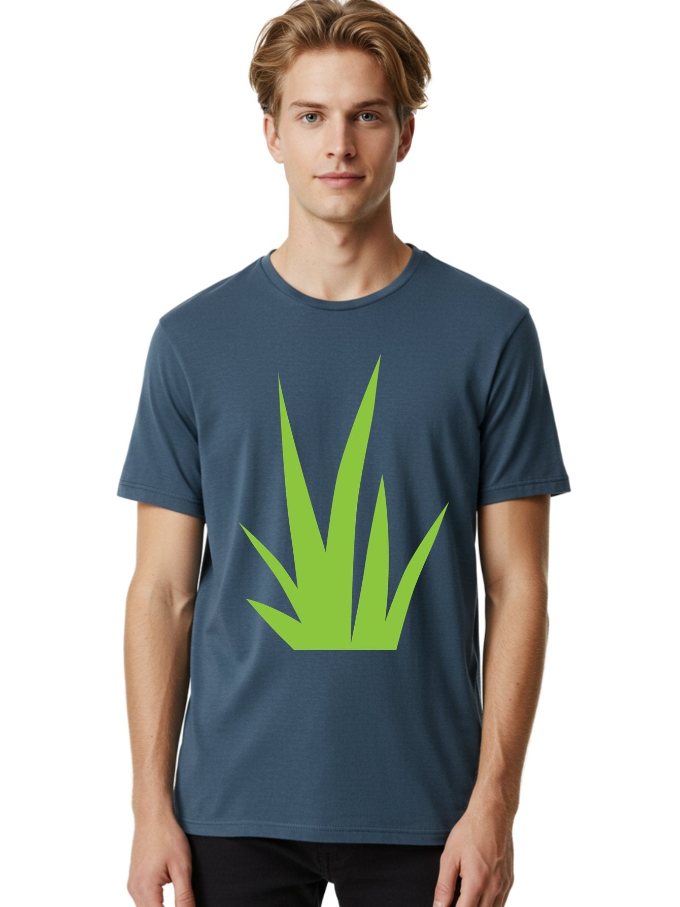Prickly-Leaves Men'S Graphic Tee, 100% Cotton, Comfortable Casual Summer Wear, Machine Washable, Palm Leaves, Tropical Foliage, Minimalist Design, Simple Shapes, Leafy Graphics, Vector Art, Green Leaves Aad101 26