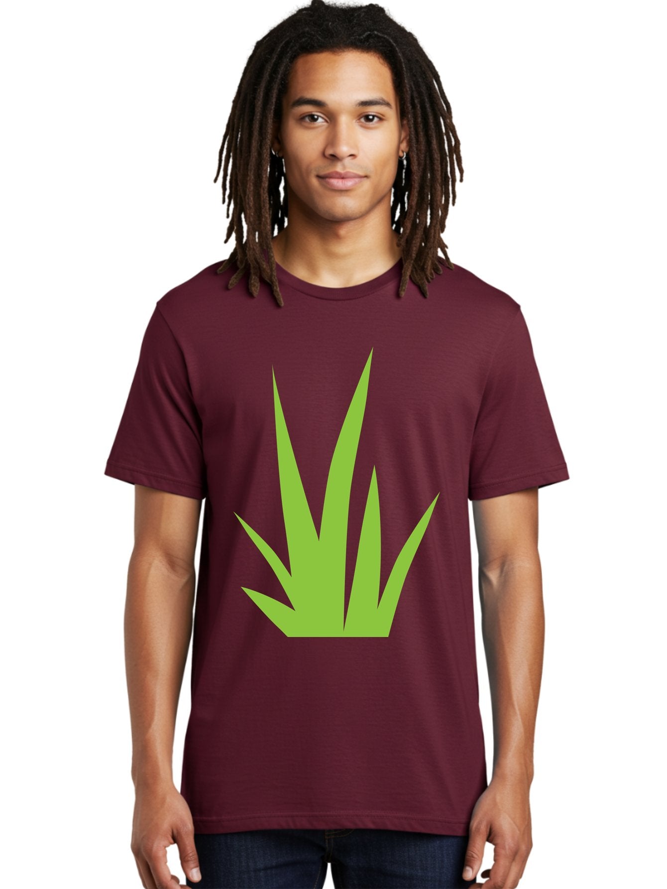 Prickly-Leaves Men'S Graphic Tee, 100% Cotton, Comfortable Casual Summer Wear, Machine Washable, Palm Leaves, Tropical Foliage, Minimalist Design, Simple Shapes, Leafy Graphics, Vector Art, Green Leaves Aad101 24
