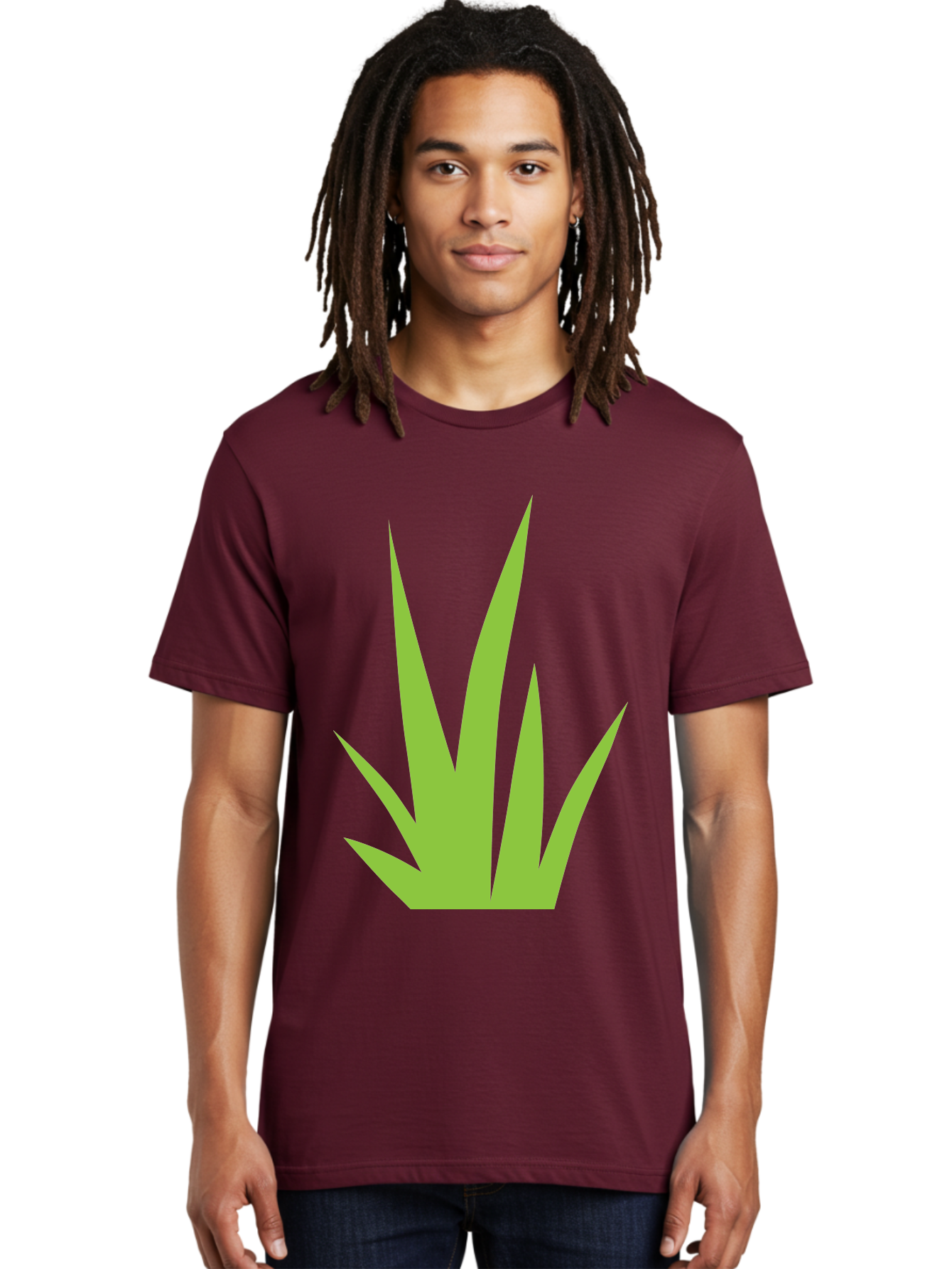 Prickly-Leaves Men'S Graphic Tee, 100% Cotton, Comfortable Casual Summer Wear, Machine Washable, Palm Leaves, Tropical Foliage, Minimalist Design, Simple Shapes, Leafy Graphics, Vector Art, Green Leaves Aad101 14