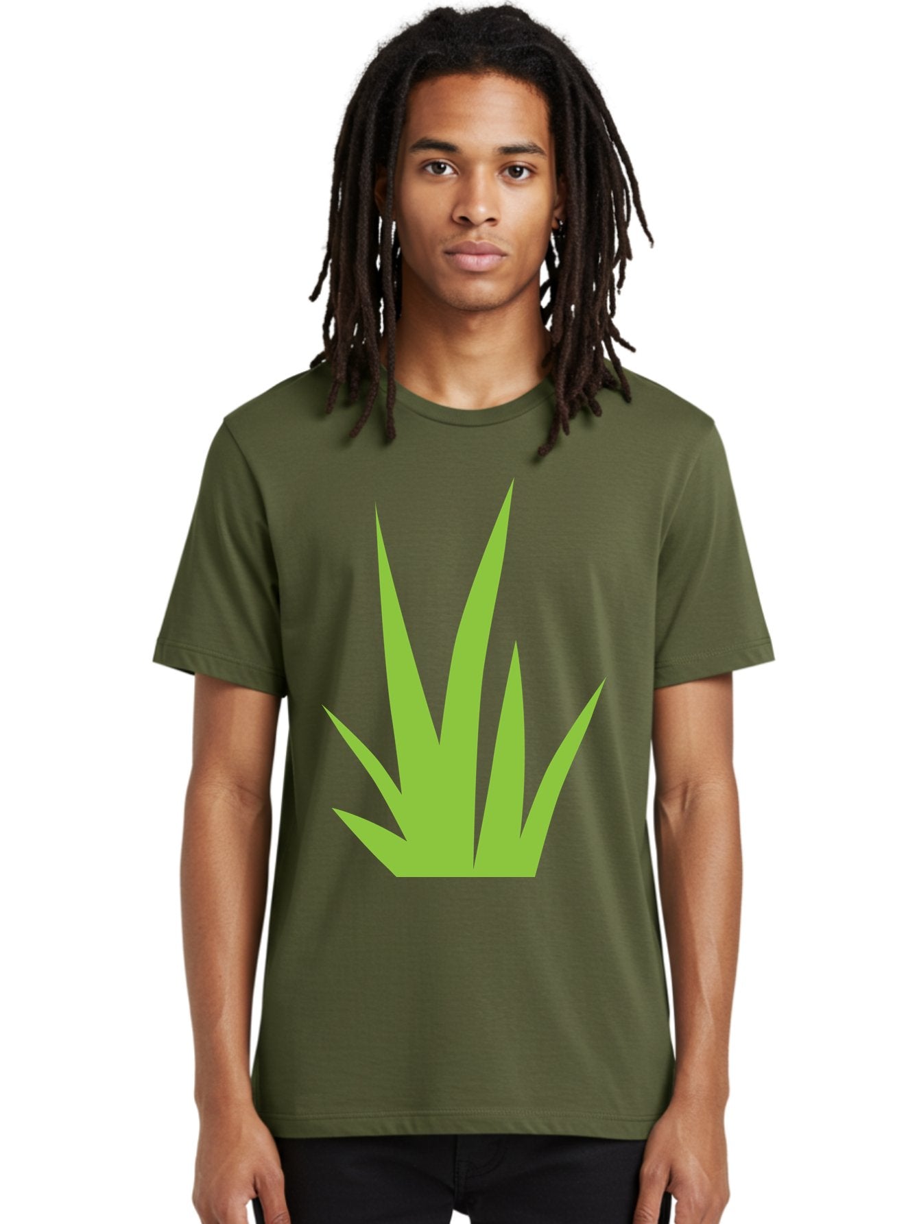 Prickly-Leaves Men'S Graphic Tee, 100% Cotton, Comfortable Casual Summer Wear, Machine Washable, Palm Leaves, Tropical Foliage, Minimalist Design, Simple Shapes, Leafy Graphics, Vector Art, Green Leaves Aad101 29