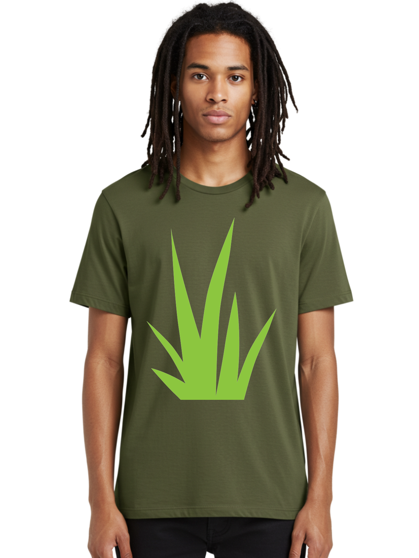 Prickly-Leaves Men'S Graphic Tee, 100% Cotton, Comfortable Casual Summer Wear, Machine Washable, Palm Leaves, Tropical Foliage, Minimalist Design, Simple Shapes, Leafy Graphics, Vector Art, Green Leaves Aad101 4