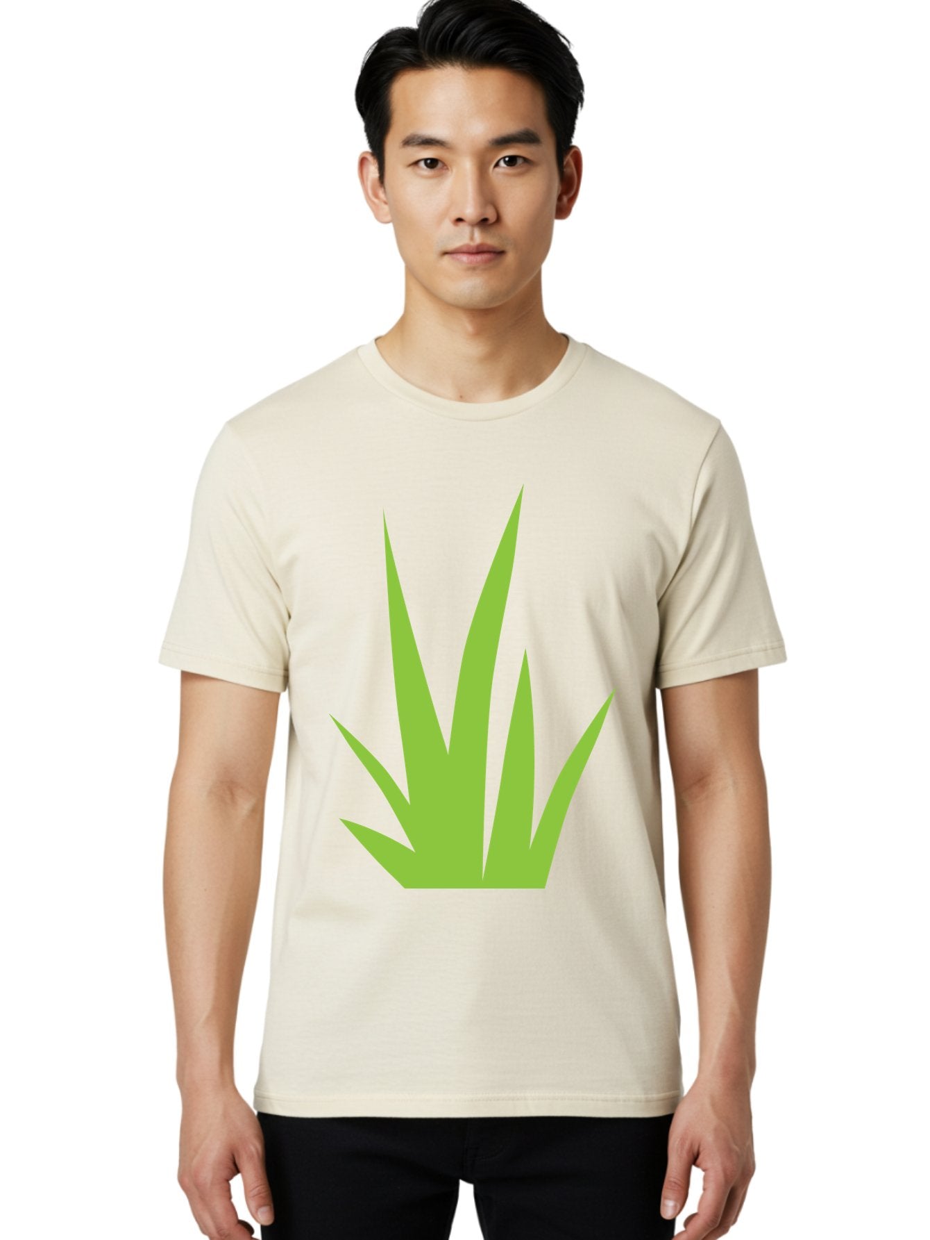 Prickly-Leaves Men'S Graphic Tee, 100% Cotton, Comfortable Casual Summer Wear, Machine Washable, Palm Leaves, Tropical Foliage, Minimalist Design, Simple Shapes, Leafy Graphics, Vector Art, Green Leaves Aad101 27