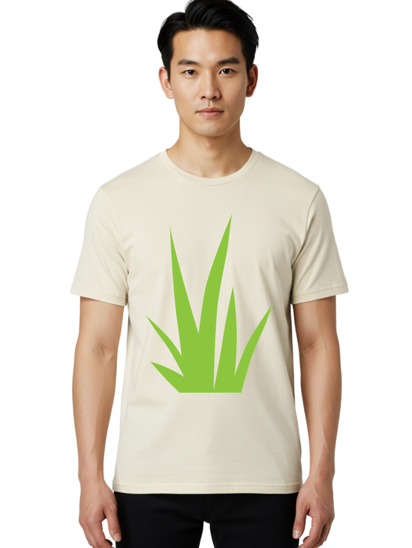 Prickly-Leaves Men'S Graphic Tee, 100% Cotton, Comfortable Casual Summer Wear, Machine Washable, Palm Leaves, Tropical Foliage, Minimalist Design, Simple Shapes, Leafy Graphics, Vector Art, Green Leaves Aad101 8