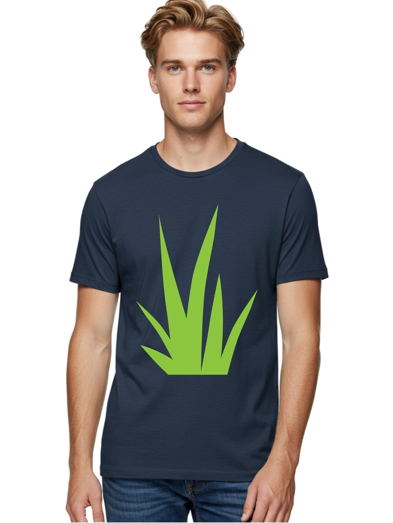 Prickly-Leaves Men'S Graphic Tee, 100% Cotton, Comfortable Casual Summer Wear, Machine Washable, Palm Leaves, Tropical Foliage, Minimalist Design, Simple Shapes, Leafy Graphics, Vector Art, Green Leaves Aad101 18