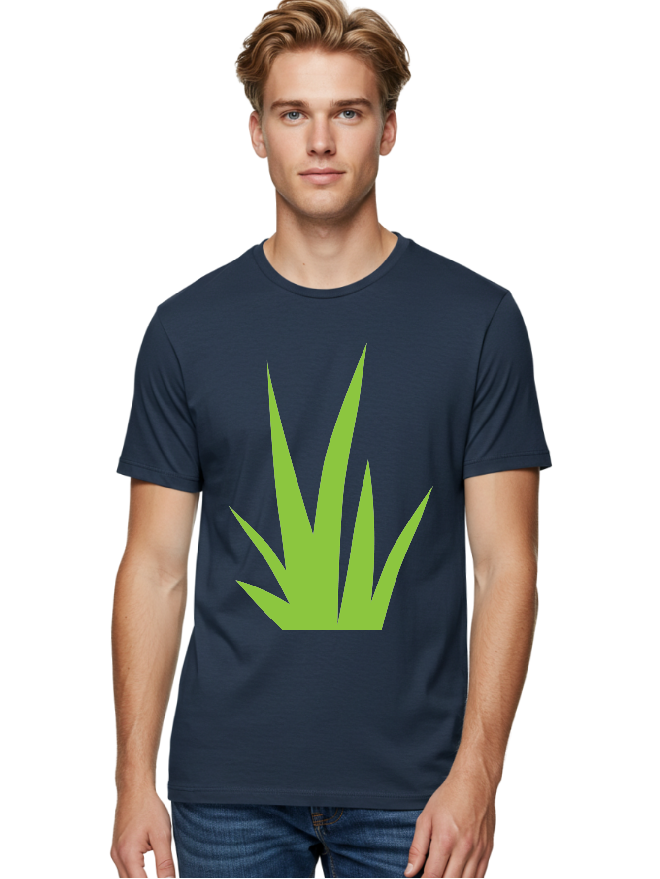 Prickly-Leaves Men'S Graphic Tee, 100% Cotton, Comfortable Casual Summer Wear, Machine Washable, Palm Leaves, Tropical Foliage, Minimalist Design, Simple Shapes, Leafy Graphics, Vector Art, Green Leaves Aad101 24