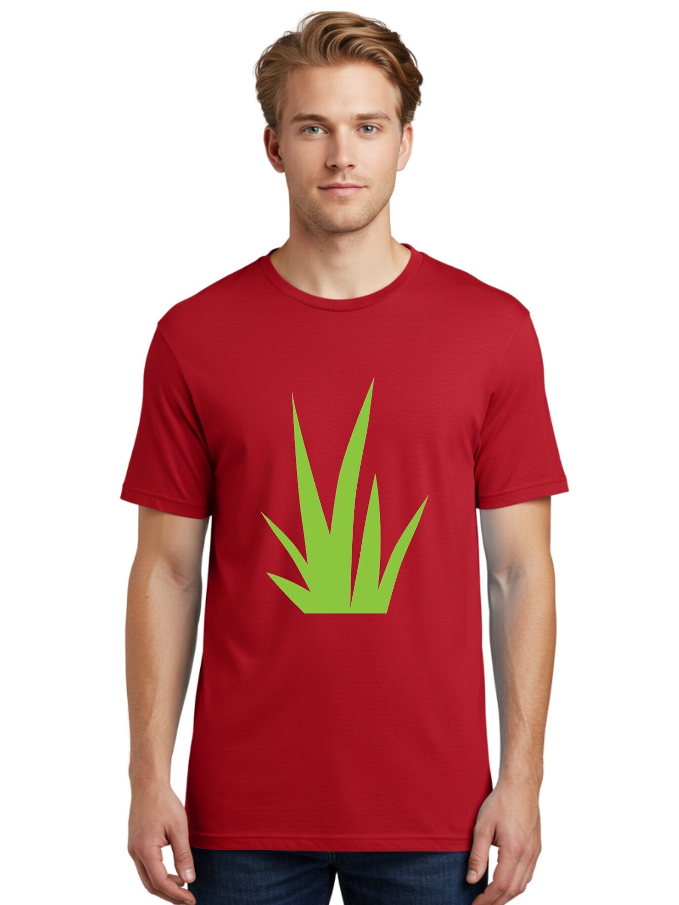 Prickly-Leaves Men'S Graphic Tee, 100% Cotton, Comfortable Casual Summer Wear, Machine Washable, Palm Leaves, Tropical Foliage, Minimalist Design, Simple Shapes, Leafy Graphics, Vector Art, Green Leaves Aad101 22