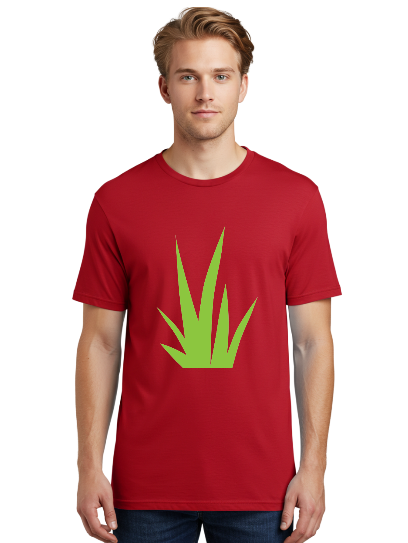 Prickly-Leaves Men'S Graphic Tee, 100% Cotton, Comfortable Casual Summer Wear, Machine Washable, Palm Leaves, Tropical Foliage, Minimalist Design, Simple Shapes, Leafy Graphics, Vector Art, Green Leaves Aad101 18