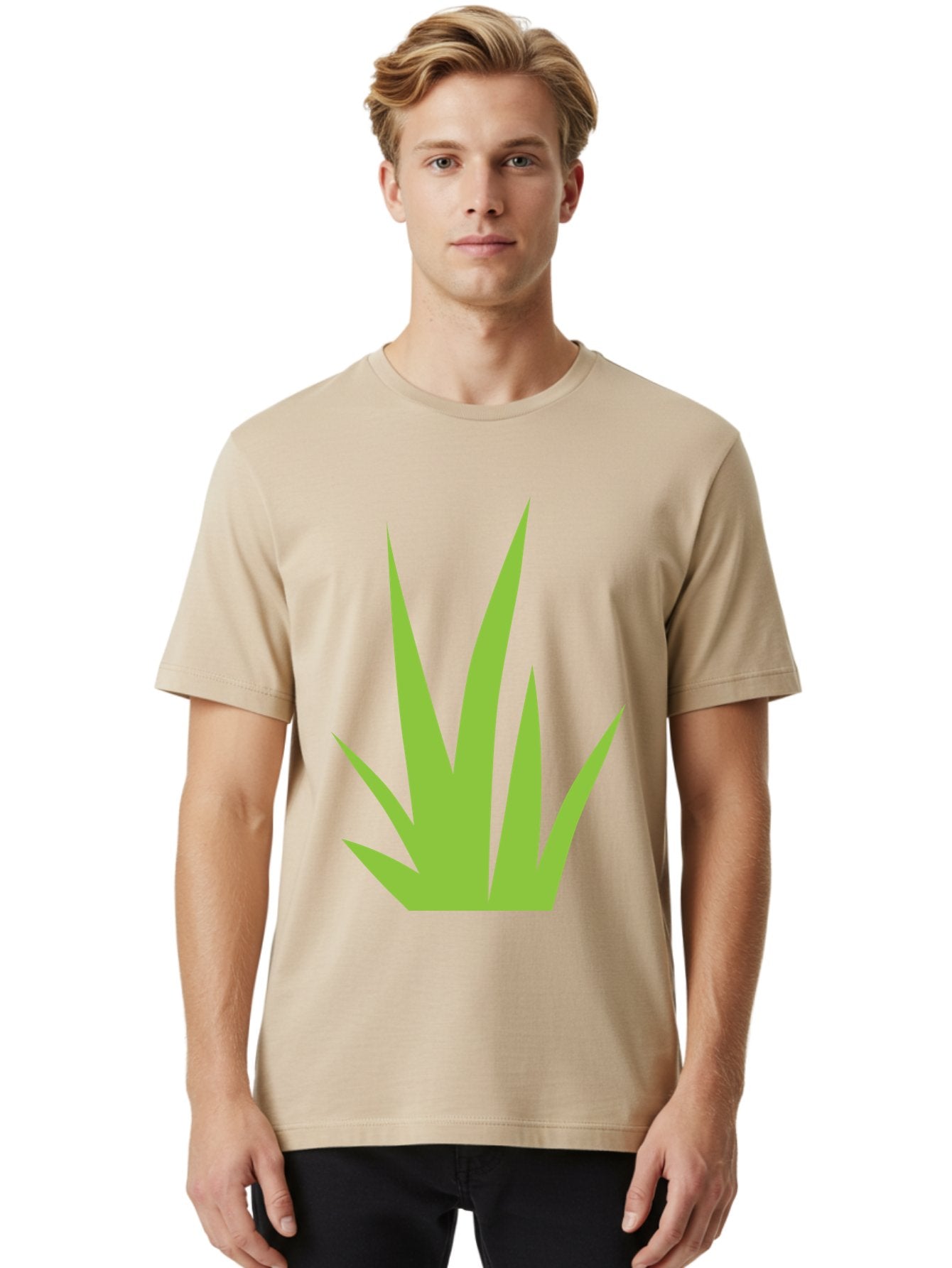 Prickly-Leaves Men'S Graphic Tee, 100% Cotton, Comfortable Casual Summer Wear, Machine Washable, Palm Leaves, Tropical Foliage, Minimalist Design, Simple Shapes, Leafy Graphics, Vector Art, Green Leaves Aad101 30