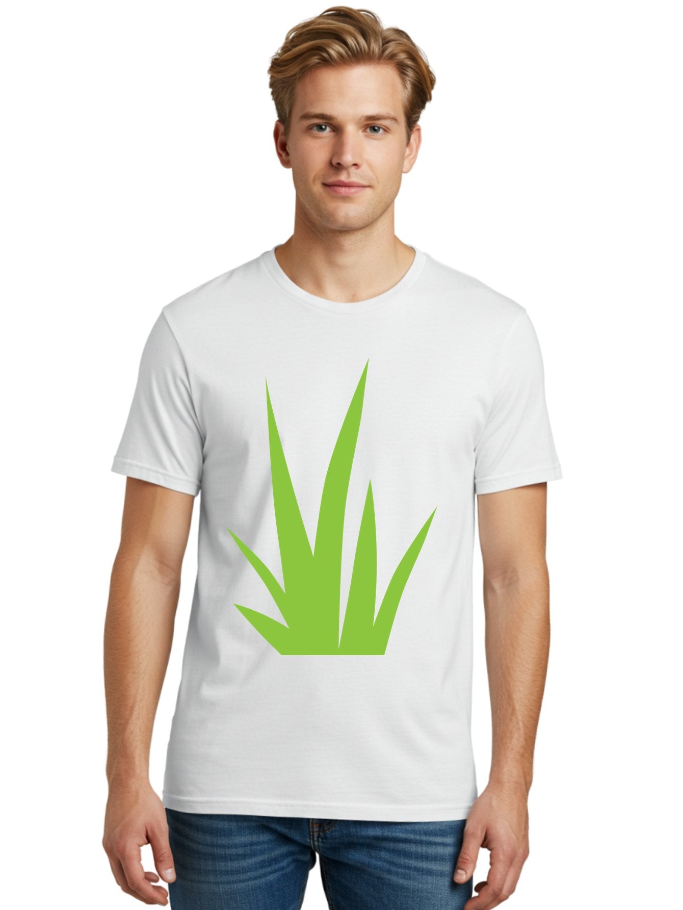 Prickly-Leaves Men'S Graphic Tee, 100% Cotton, Comfortable Casual Summer Wear, Machine Washable, Palm Leaves, Tropical Foliage, Minimalist Design, Simple Shapes, Leafy Graphics, Vector Art, Green Leaves Aad101 17
