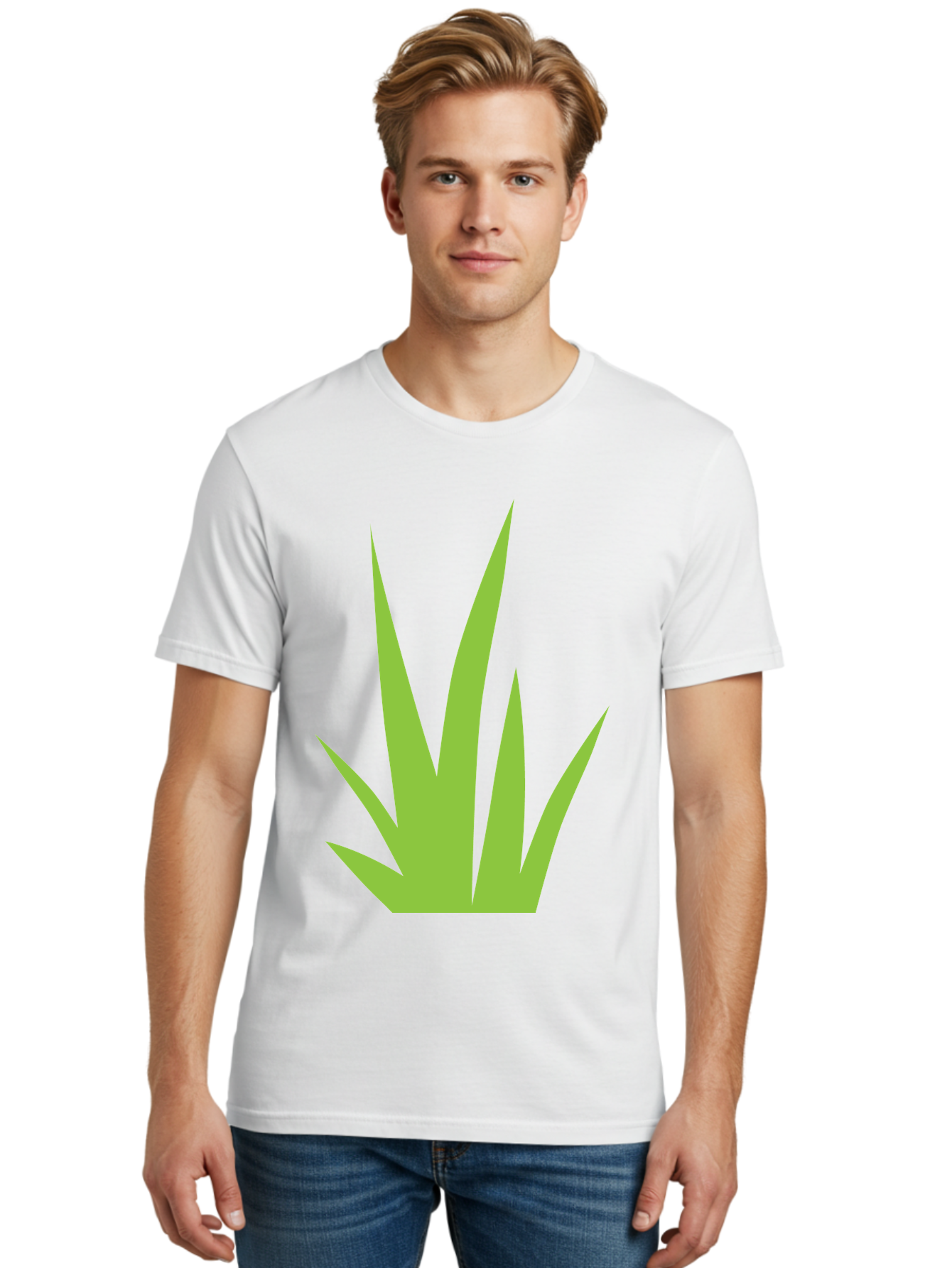Prickly-Leaves Men'S Graphic Tee, 100% Cotton, Comfortable Casual Summer Wear, Machine Washable, Palm Leaves, Tropical Foliage, Minimalist Design, Simple Shapes, Leafy Graphics, Vector Art, Green Leaves Aad101 28