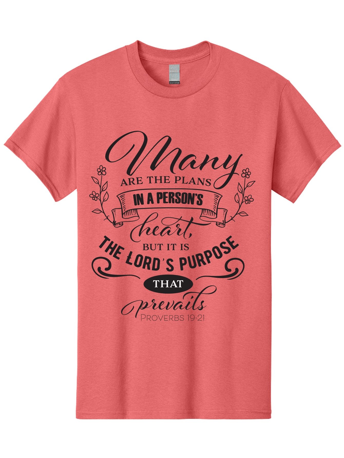 Proverbs-19-21 Men'S Graphic Tee, 100% Cotton, Comfortable Casual Summer Wear, Machine Washable, Inspirational Quote, Bible Verse, Proverbs 19:21, Many Are The Plans, Lord'S Purpose Prevails, Faith-Based Design, Motivational Message, Aad103 7