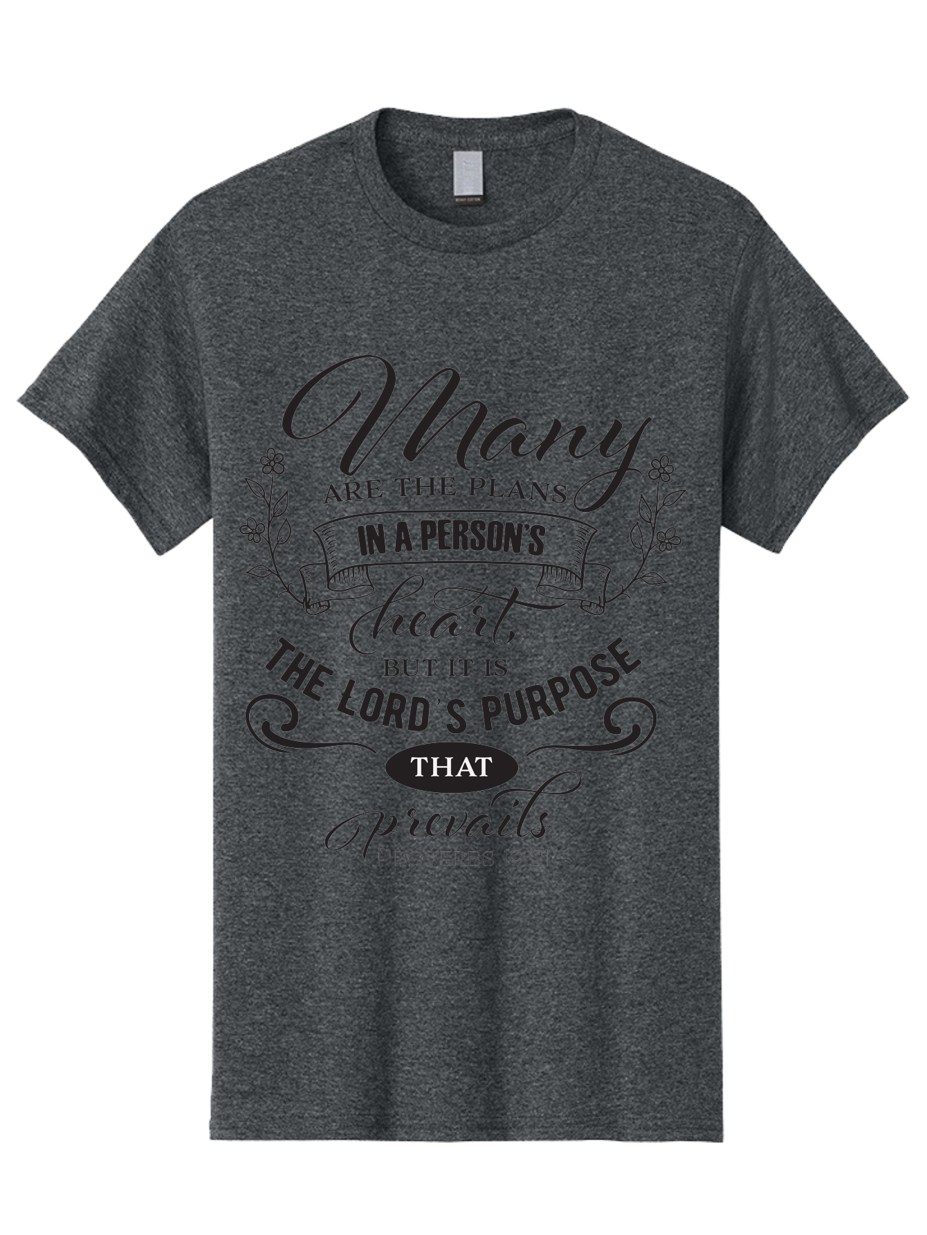 Proverbs-19-21 Men'S Graphic Tee, 100% Cotton, Comfortable Casual Summer Wear, Machine Washable, Inspirational Quote, Bible Verse, Proverbs 19:21, Many Are The Plans, Lord'S Purpose Prevails, Faith-Based Design, Motivational Message, Aad103 27