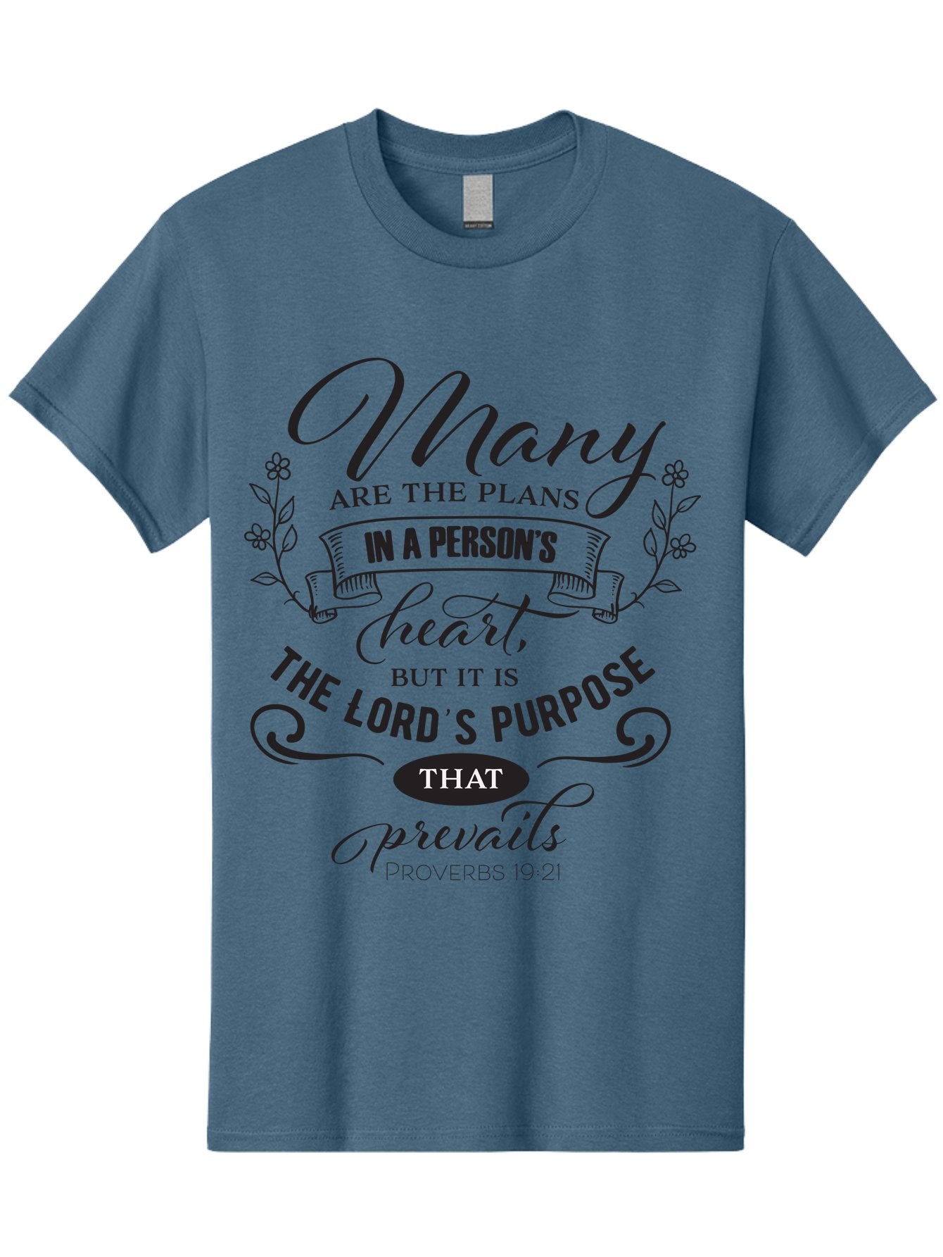 Proverbs-19-21 Men'S Graphic Tee, 100% Cotton, Comfortable Casual Summer Wear, Machine Washable, Inspirational Quote, Bible Verse, Proverbs 19:21, Many Are The Plans, Lord'S Purpose Prevails, Faith-Based Design, Motivational Message, Aad103 17