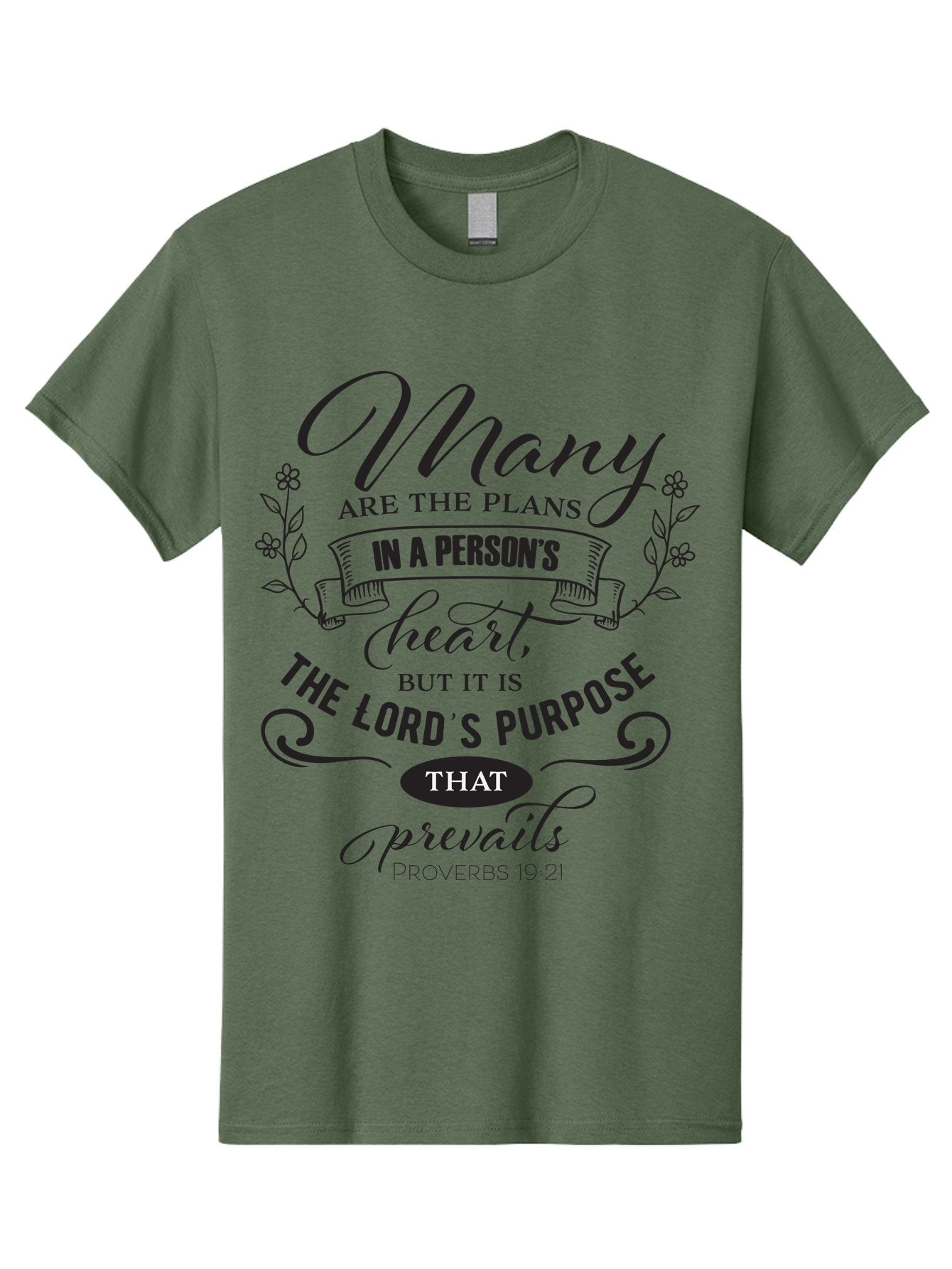 Proverbs-19-21 Men'S Graphic Tee, 100% Cotton, Comfortable Casual Summer Wear, Machine Washable, Inspirational Quote, Bible Verse, Proverbs 19:21, Many Are The Plans, Lord'S Purpose Prevails, Faith-Based Design, Motivational Message, Aad103 3