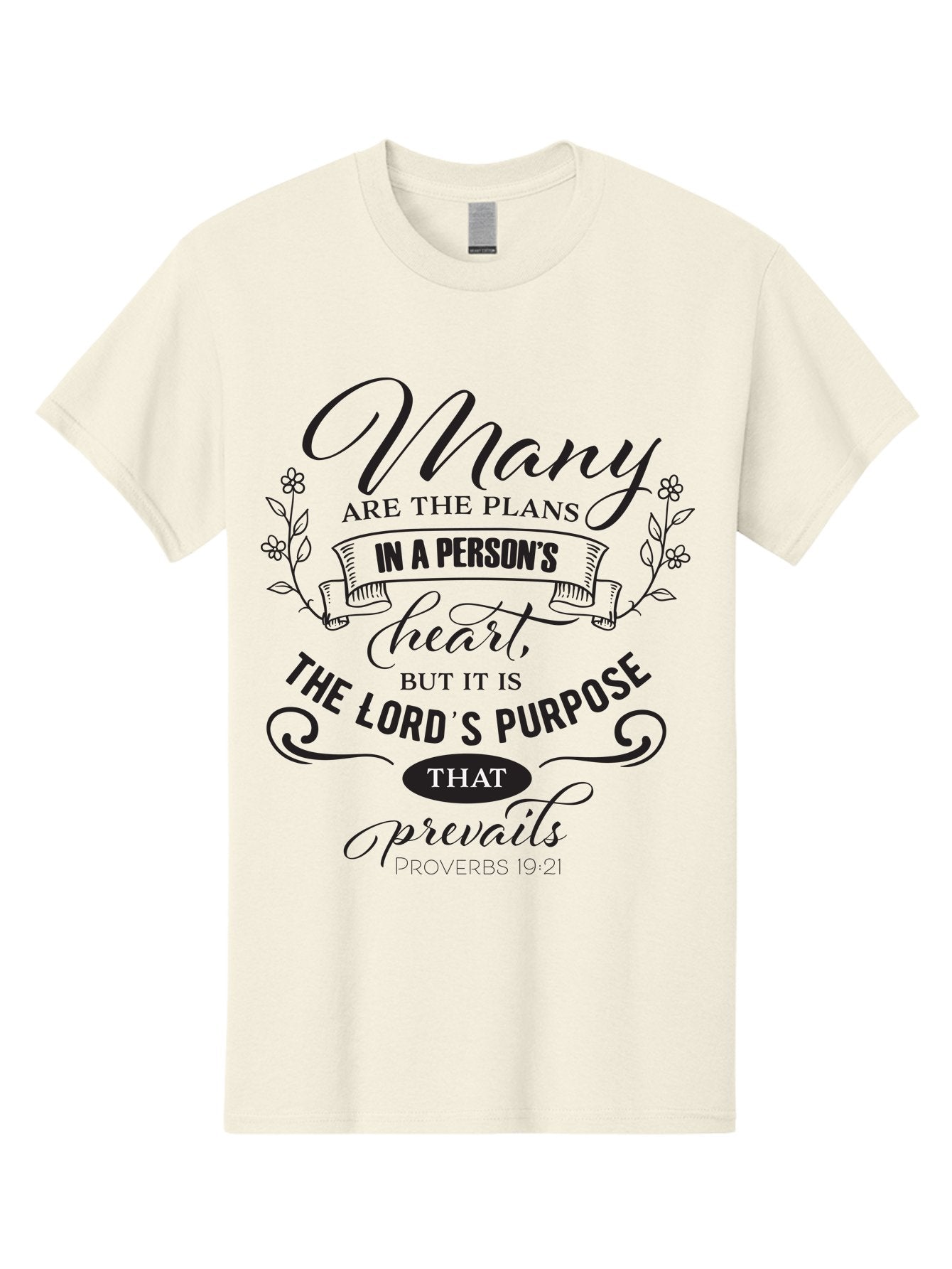 Proverbs-19-21 Men'S Graphic Tee, 100% Cotton, Comfortable Casual Summer Wear, Machine Washable, Inspirational Quote, Bible Verse, Proverbs 19:21, Many Are The Plans, Lord'S Purpose Prevails, Faith-Based Design, Motivational Message, Aad103 15