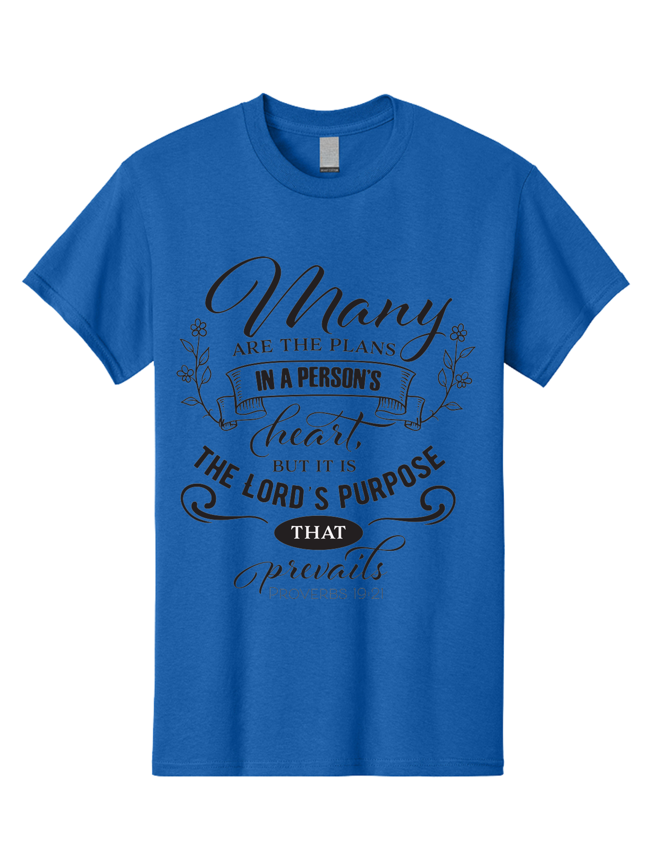 Proverbs-19-21 Men'S Graphic Tee, 100% Cotton, Comfortable Casual Summer Wear, Machine Washable, Inspirational Quote, Bible Verse, Proverbs 19:21, Many Are The Plans, Lord'S Purpose Prevails, Faith-Based Design, Motivational Message, Aad103 5