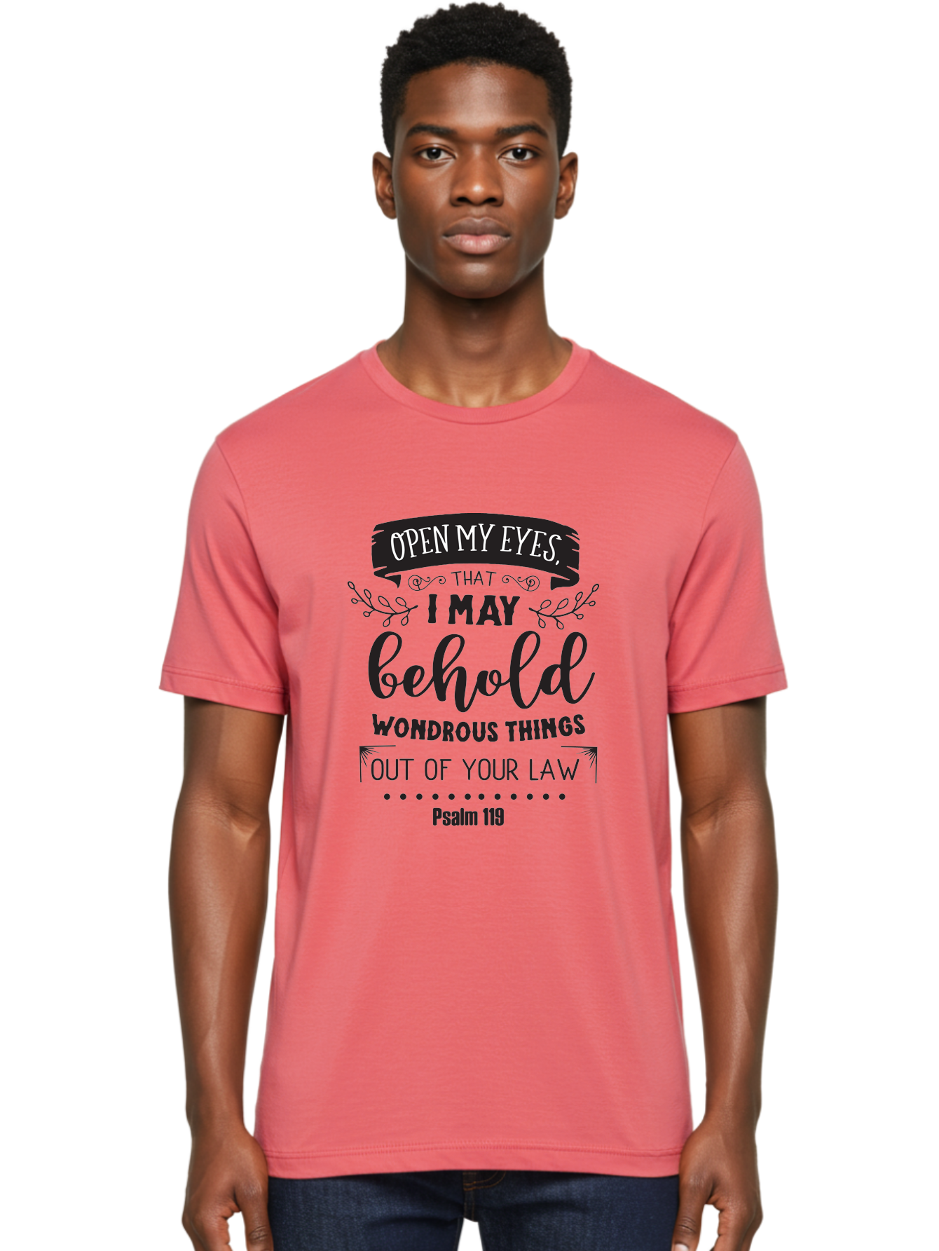 Psalm-119 Men'S Graphic Tee, 100% Cotton, Comfortable Casual Summer Wear, Machine Washable, Inspirational Quote, Psalm 119, Biblical Scripture, Motivational Words, Faith-Based Design, Spiritual Message, Wondrous Things, Divine Guidance, Aad104 16