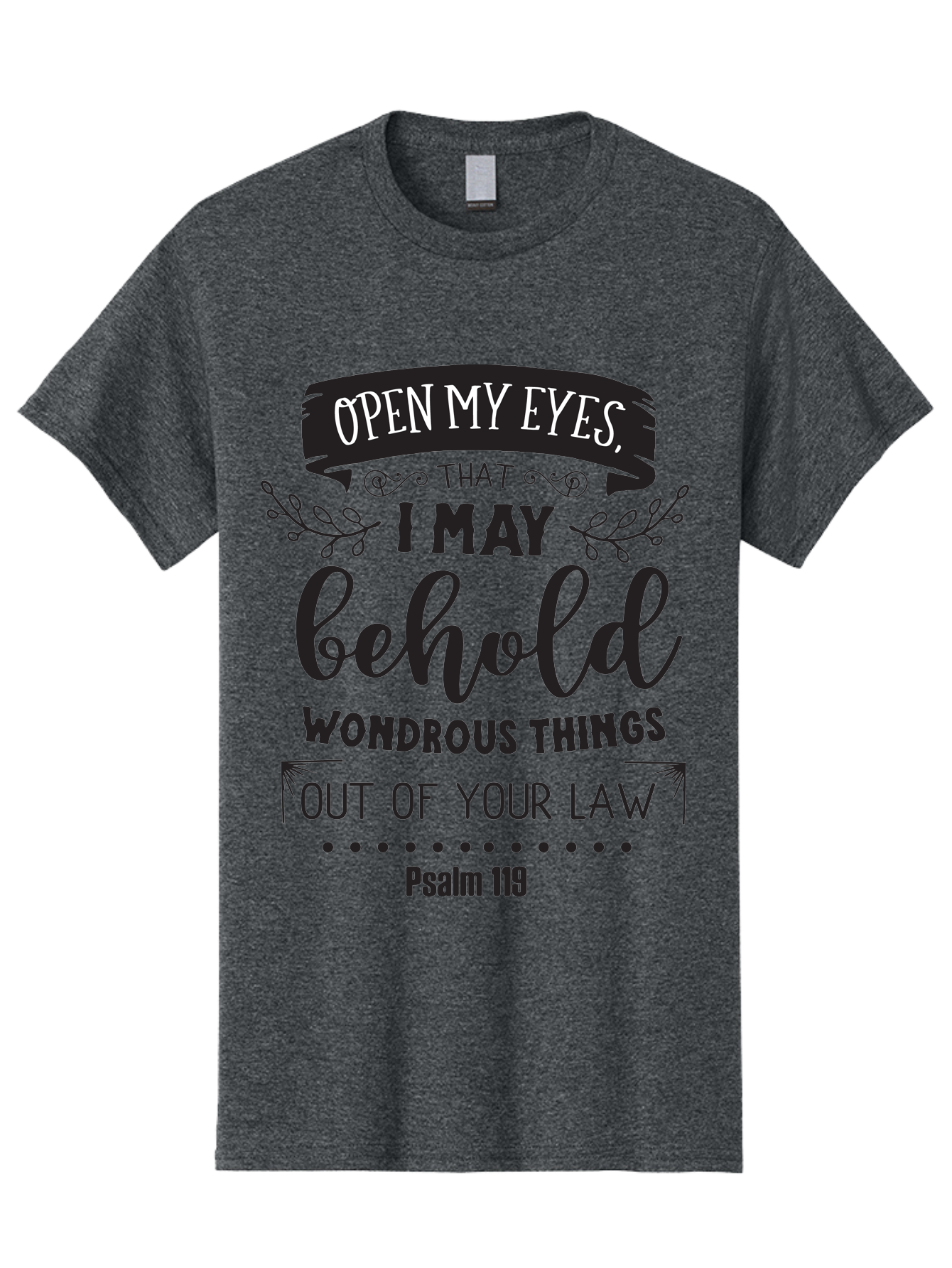 Psalm-119 Men'S Graphic Tee, 100% Cotton, Comfortable Casual Summer Wear, Machine Washable, Inspirational Quote, Psalm 119, Biblical Scripture, Motivational Words, Faith-Based Design, Spiritual Message, Wondrous Things, Divine Guidance, Aad104 25