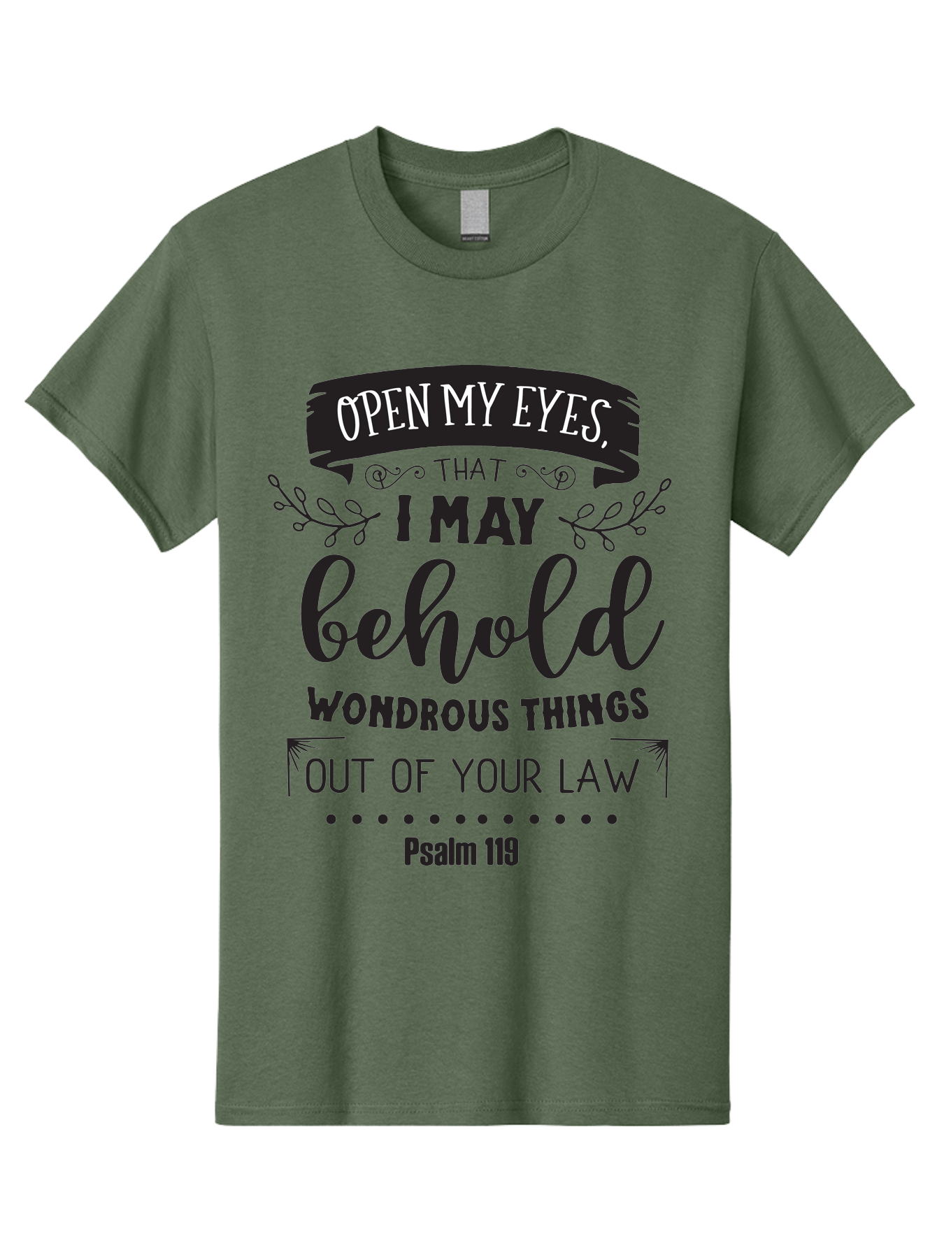Psalm-119 Men'S Graphic Tee, 100% Cotton, Comfortable Casual Summer Wear, Machine Washable, Inspirational Quote, Psalm 119, Biblical Scripture, Motivational Words, Faith-Based Design, Spiritual Message, Wondrous Things, Divine Guidance, Aad104 3