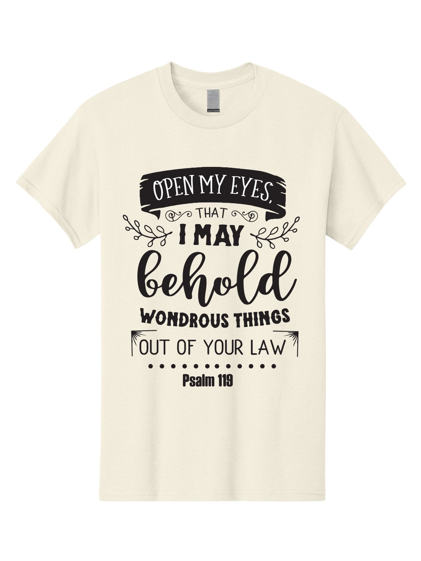 Psalm-119 Men'S Graphic Tee, 100% Cotton, Comfortable Casual Summer Wear, Machine Washable, Inspirational Quote, Psalm 119, Biblical Scripture, Motivational Words, Faith-Based Design, Spiritual Message, Wondrous Things, Divine Guidance, Aad104
