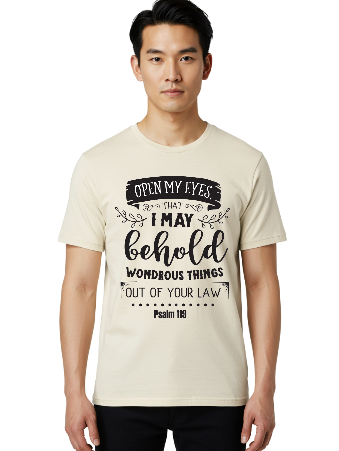 Psalm-119 Men'S Graphic Tee, 100% Cotton, Comfortable Casual Summer Wear, Machine Washable, Inspirational Quote, Psalm 119, Biblical Scripture, Motivational Words, Faith-Based Design, Spiritual Message, Wondrous Things, Divine Guidance, Aad104 22