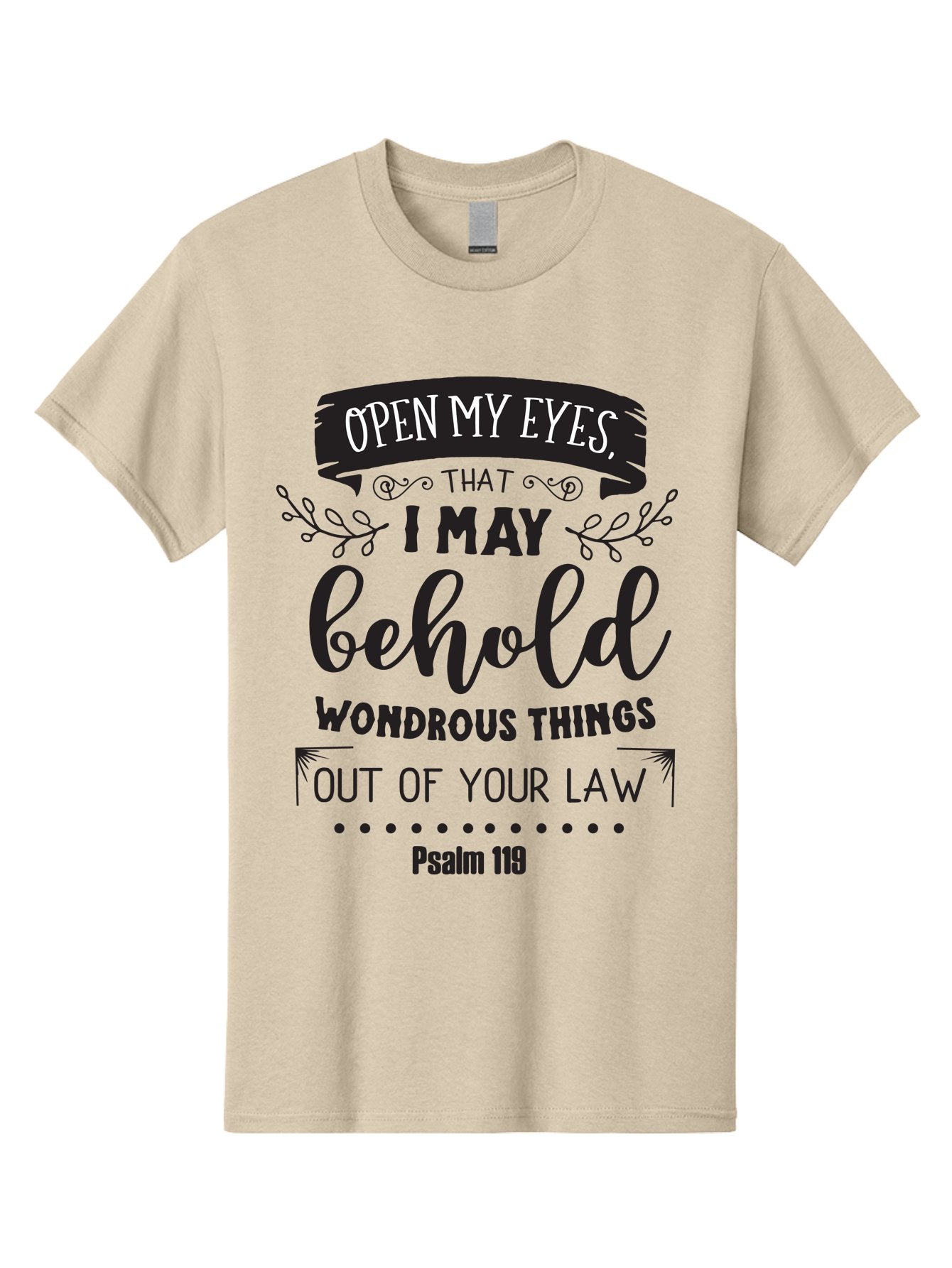 Psalm-119 Men'S Graphic Tee, 100% Cotton, Comfortable Casual Summer Wear, Machine Washable, Inspirational Quote, Psalm 119, Biblical Scripture, Motivational Words, Faith-Based Design, Spiritual Message, Wondrous Things, Divine Guidance, Aad104 9